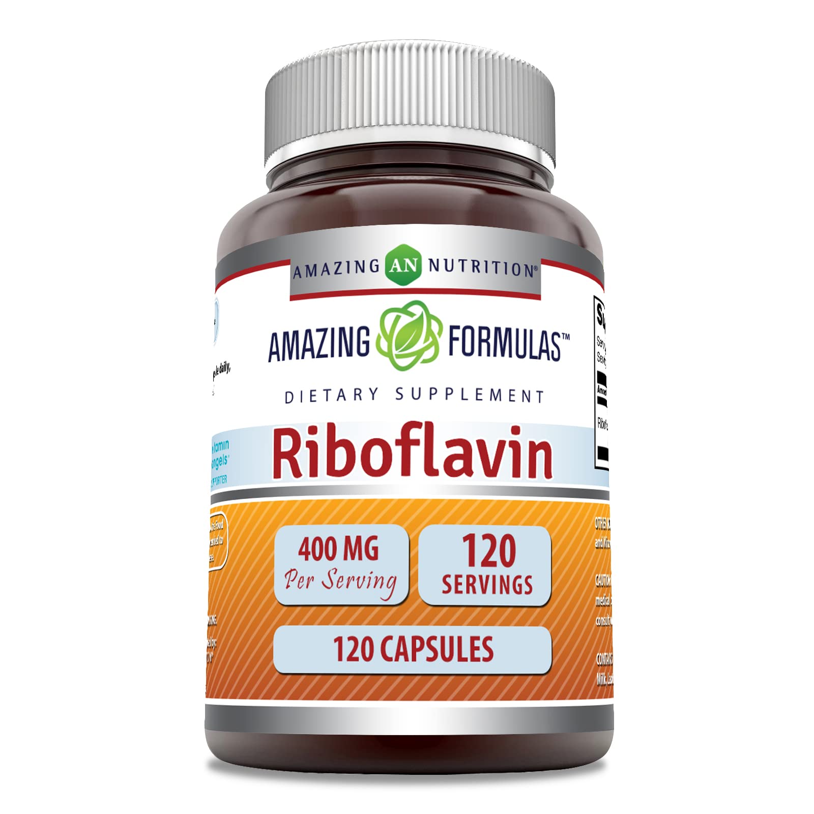 Amazing Nutrition Riboflavin 400mg Capsules, 120 Count