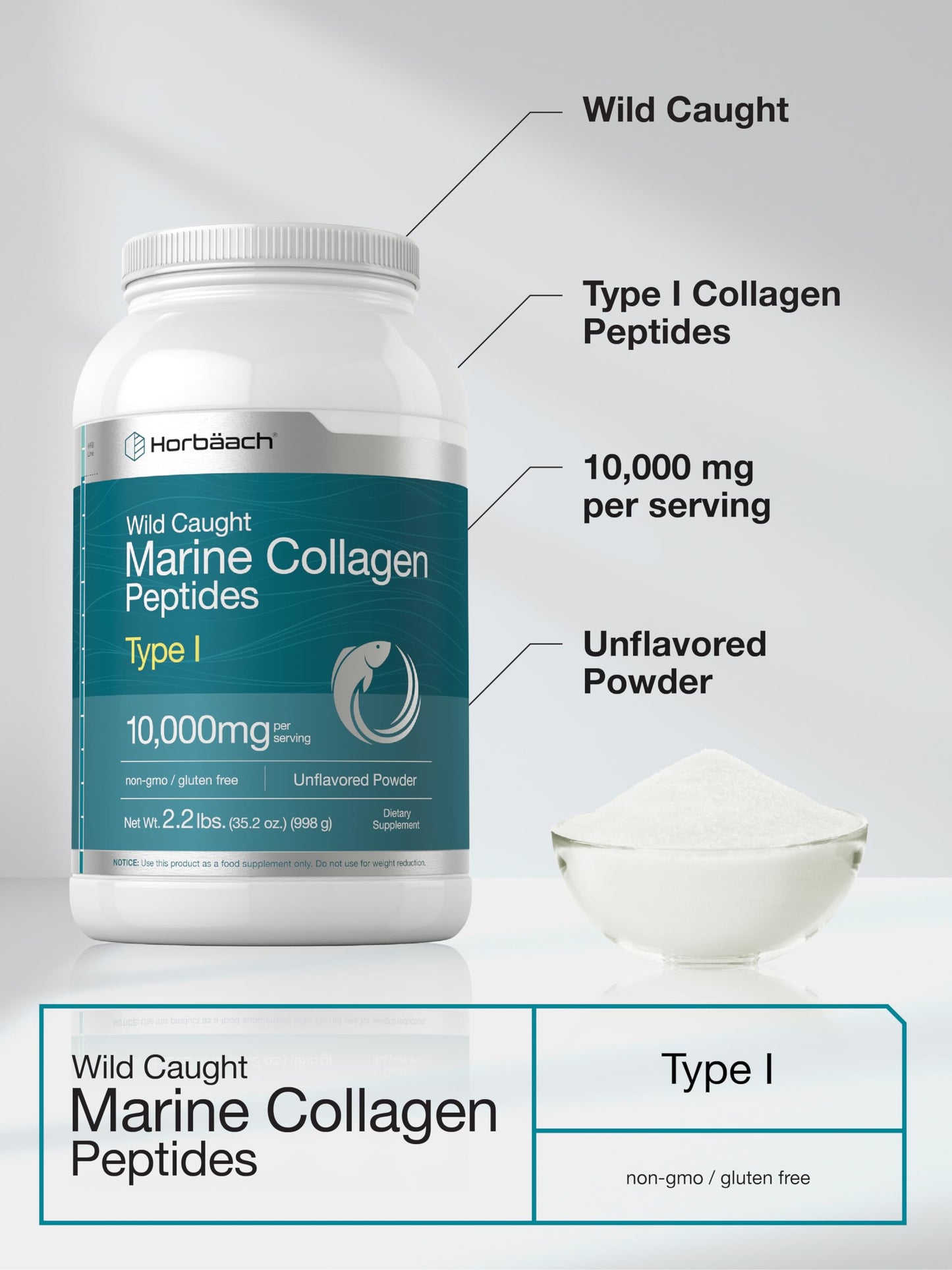 Horbäach Marine Collagen Peptides Powder 35.2 oz