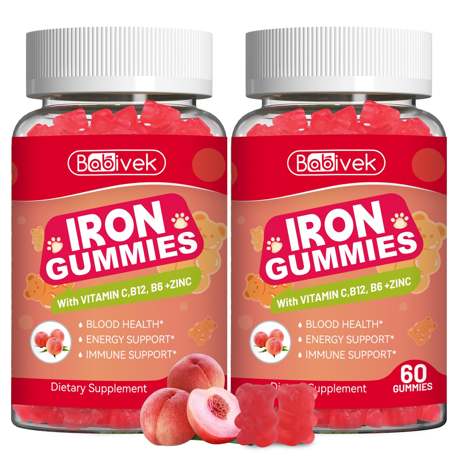 Babivek Iron Supplement Gummies 120-Count