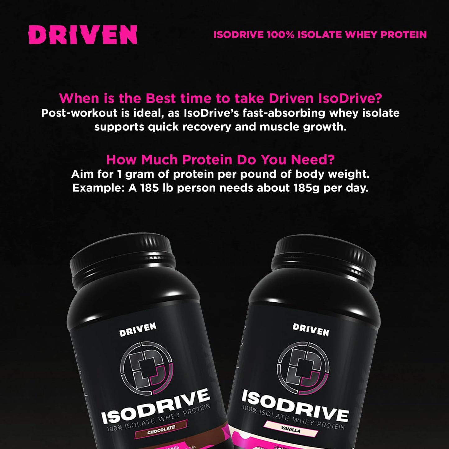 Driven Nutrition IsoDrive Whey Isolate Protein Powder 32 Servings
