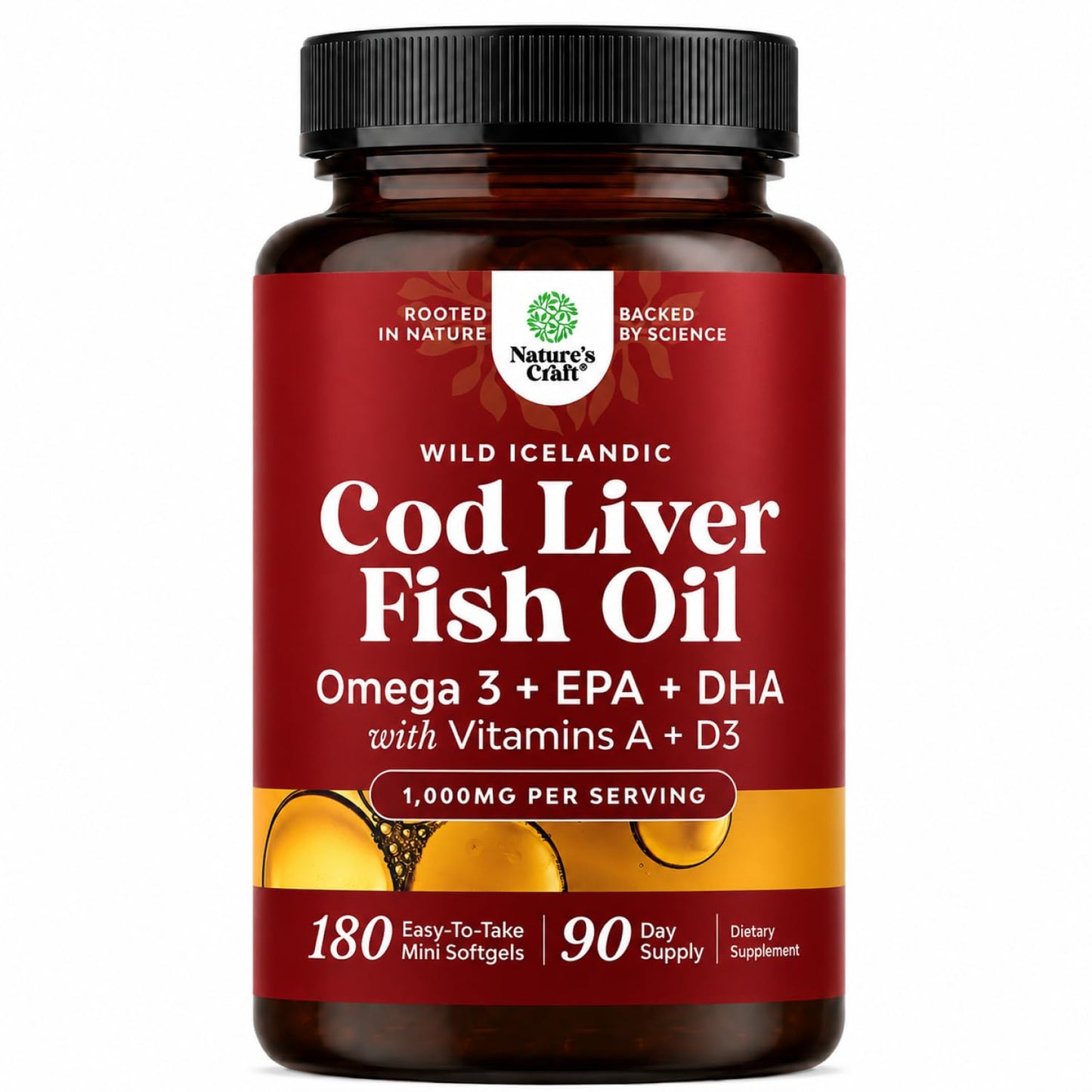 Natures Craft Icelandic Cod Liver Oil Softgels 180 Count