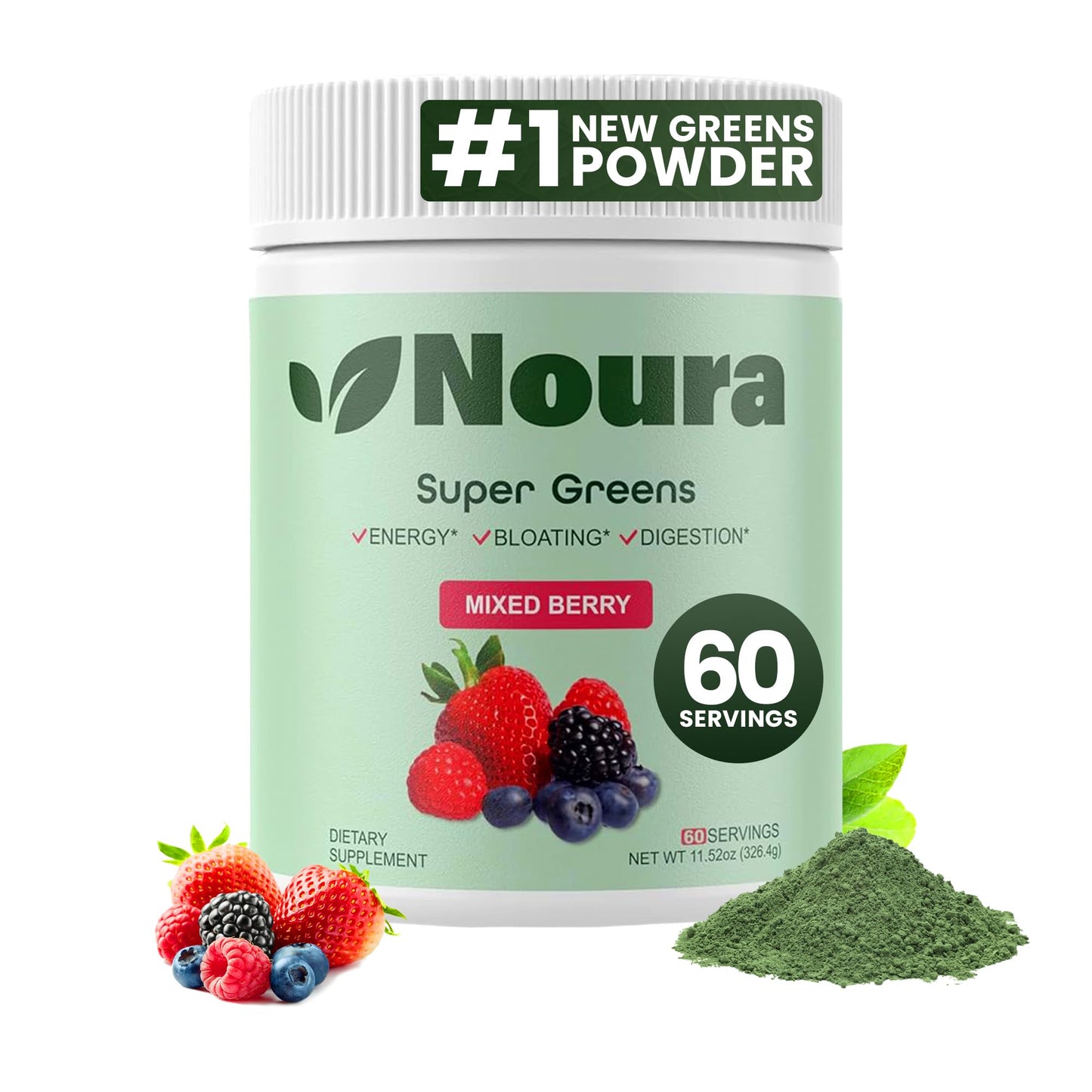 Noura Nutrition Super Greens Powder, 11.52 oz