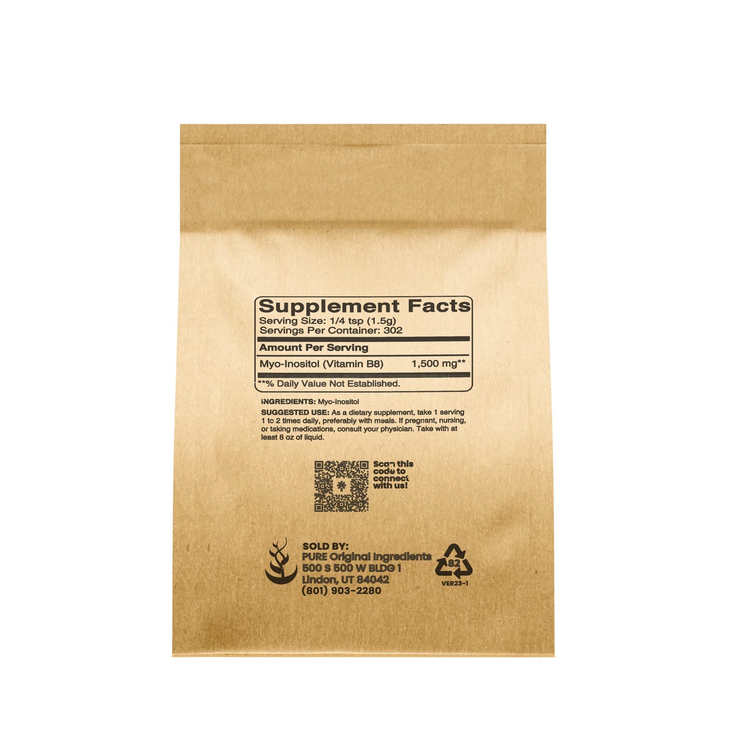 Pure Original Ingredients Inositol (Vitamin B8) Powder, 16 oz