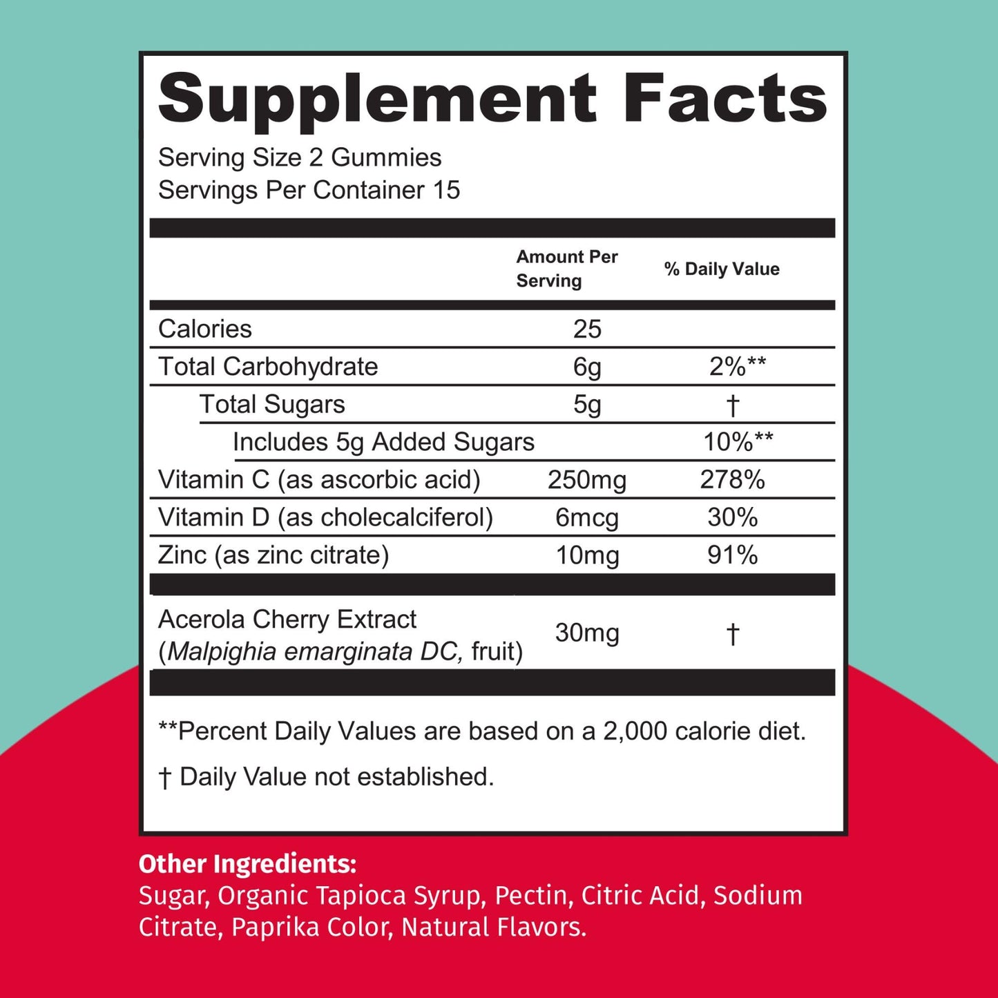 TEJA Immune Support Gummies for Teens with Vitamin D, Vitamin C, Zinc & Acerola, Low Sugar Daily Immunity Multivitamin, 60 Gummies