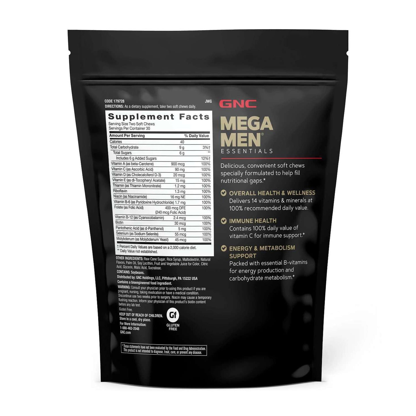 GNC Mega Men Soft Chew Multivitamin for Men, Chewable, 60 Count