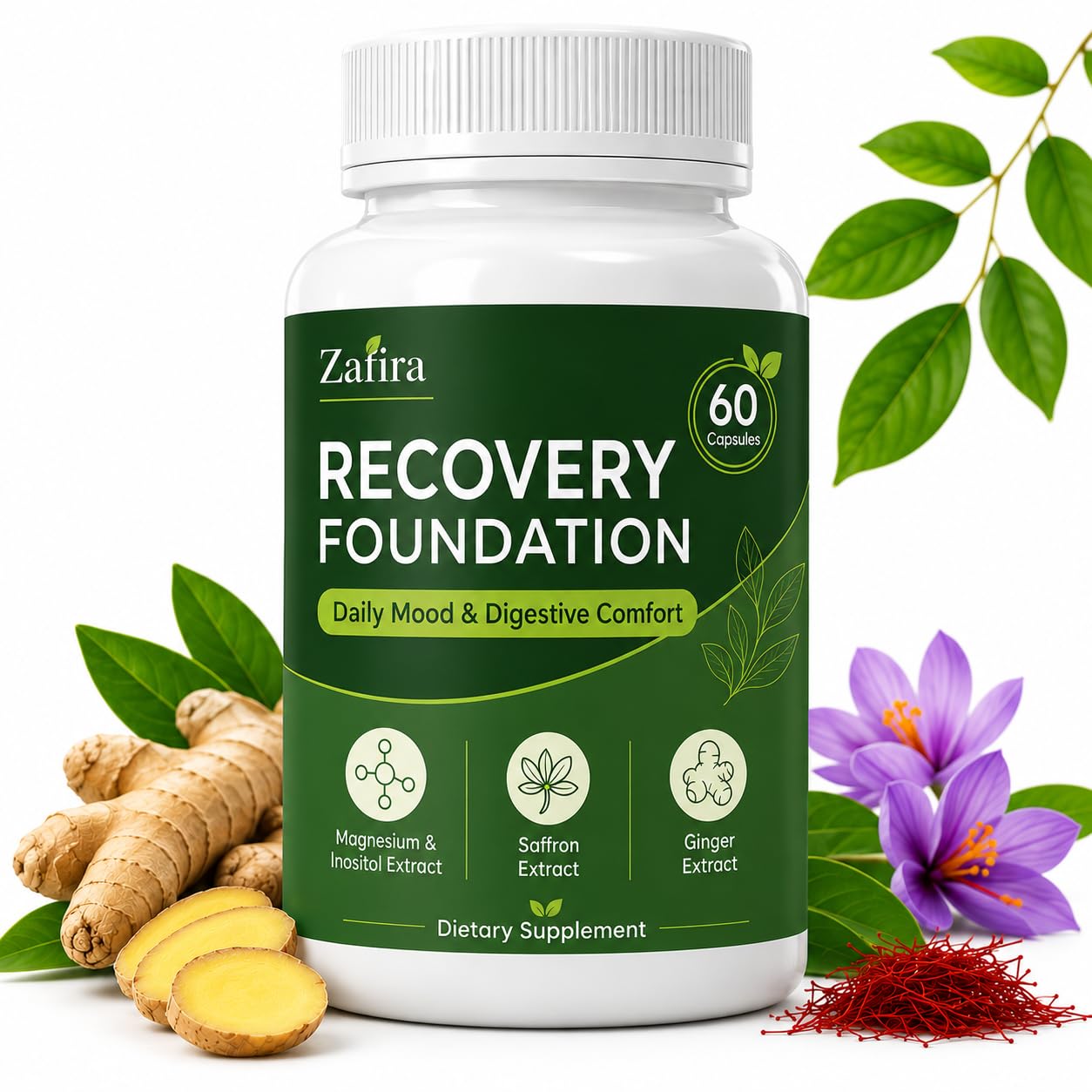 QUIVERA Zafira Organics Recovery Foundation Capsules, 60 Count