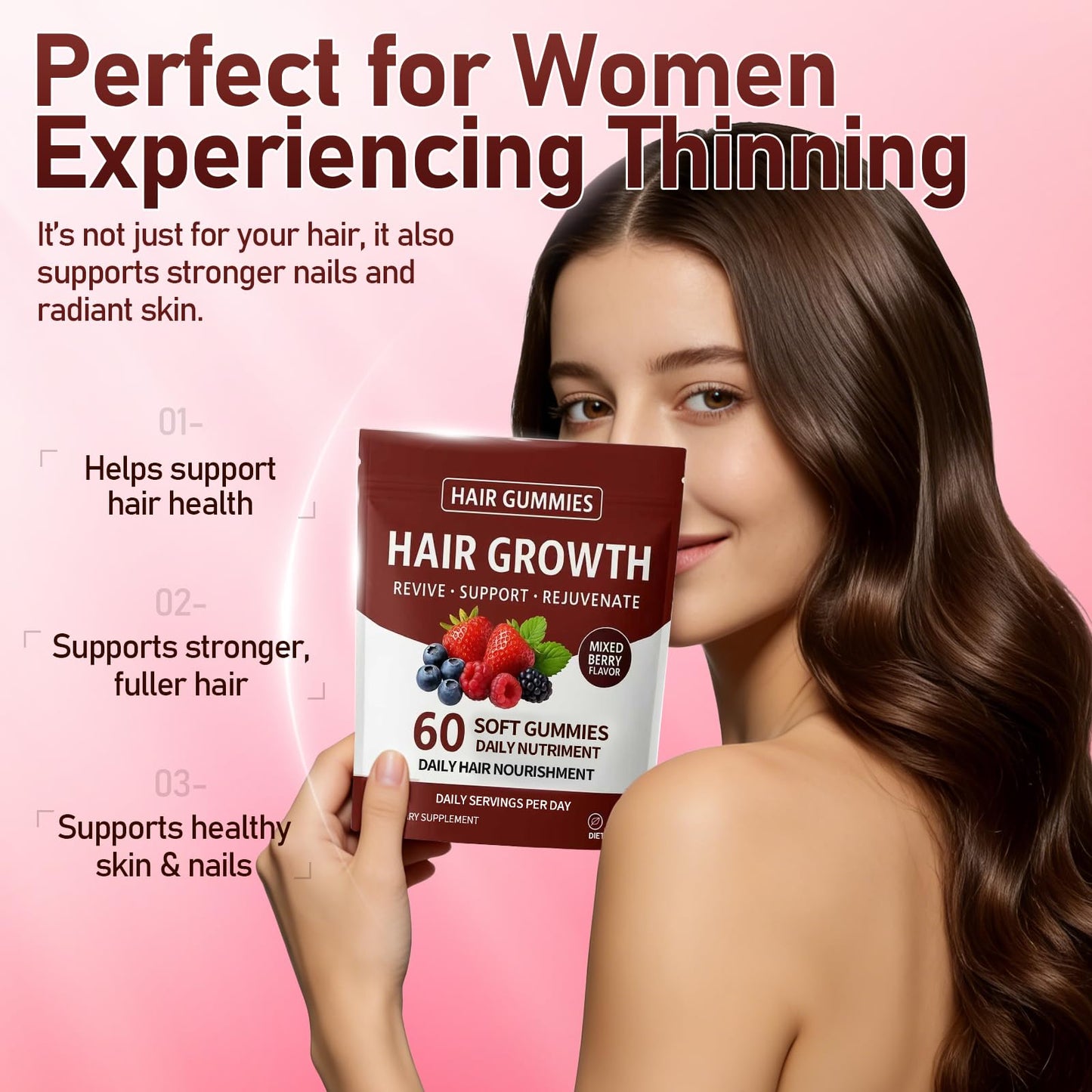 caicieter Hair Growth Gummies, 60 Gummies