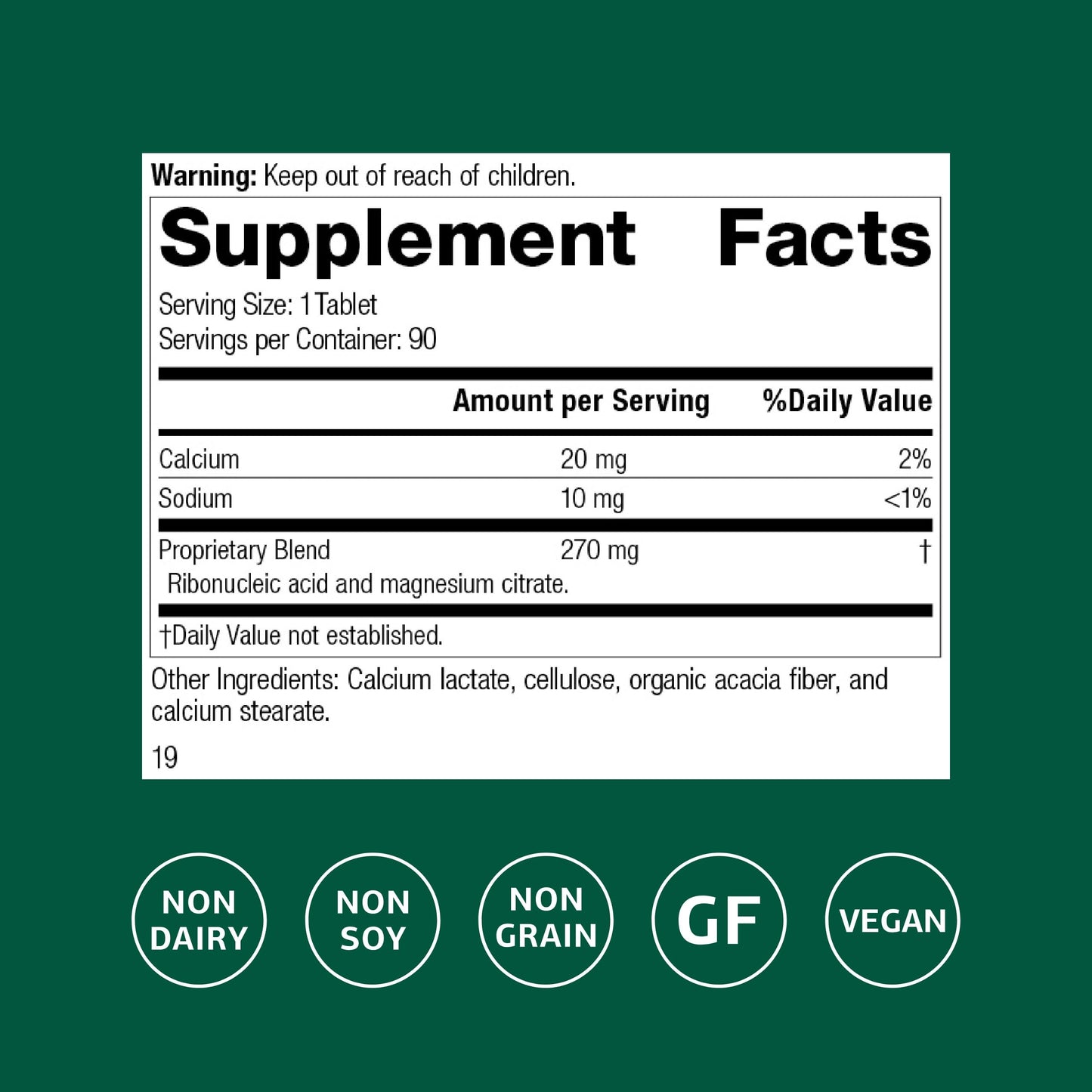 Standard Process Inc. Ribonucleic Acid RNA, Cell Development Support Tablets, 90 Count