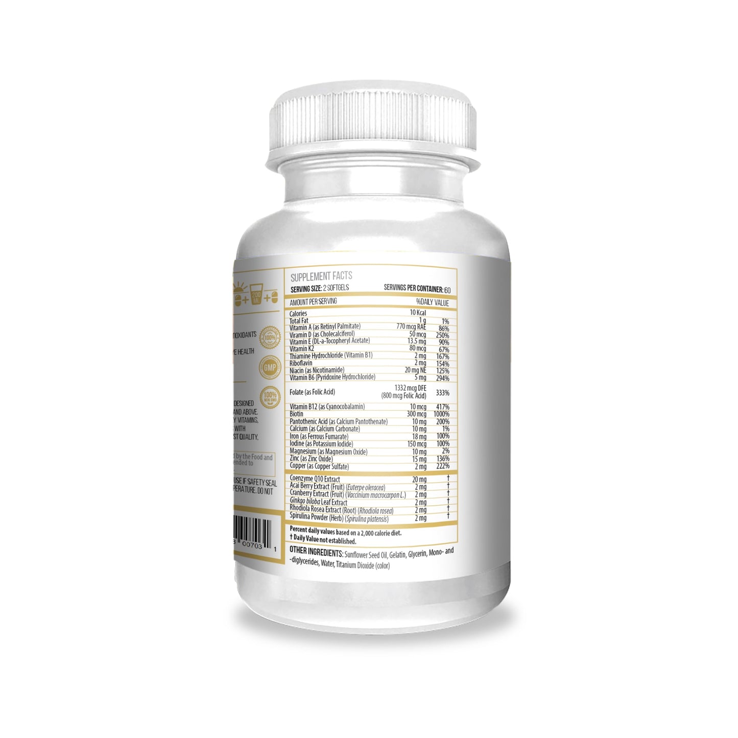 ACTIF Multivitamin for Women 60+ with 30 Organic Vitamins and Organic Herbs Tablets, 120 Count