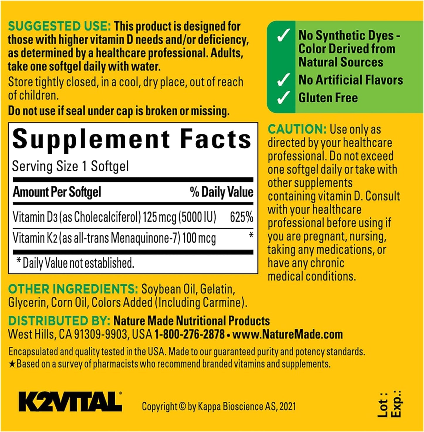 Nature Made Vitamin D3 K2 Softgels 60 Count