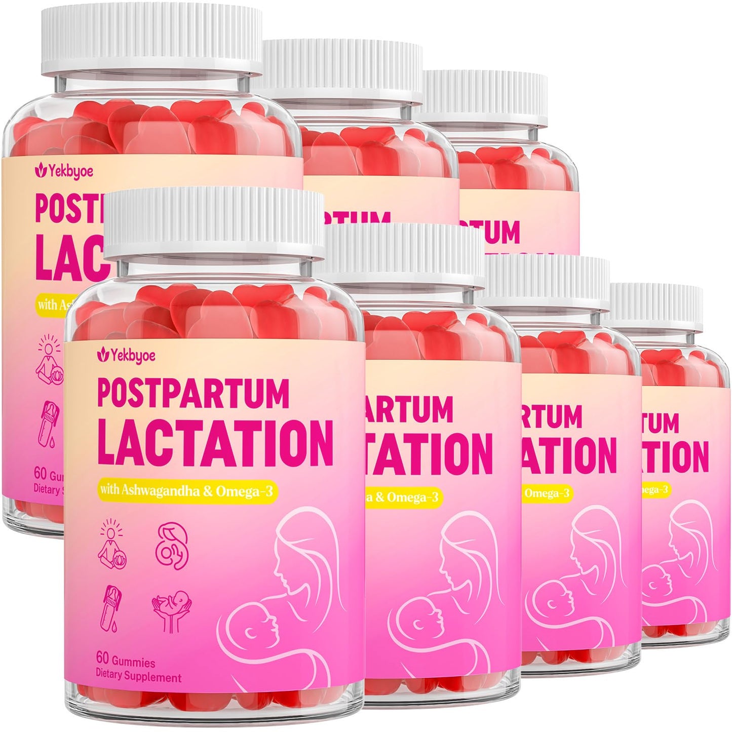 YEKBYOE Lactation Support Gummies with DHA, Moringa & Milk Thistle for Breastfeeding Moms, 420 Gummies