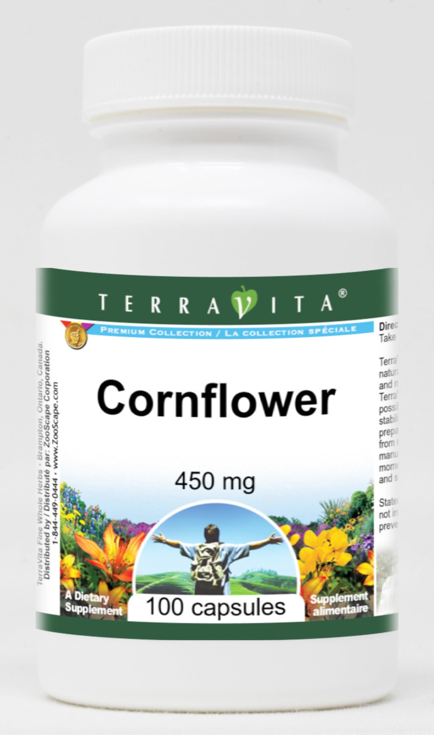 Terravita Cornflower 450 mg Capsules, 100 Count