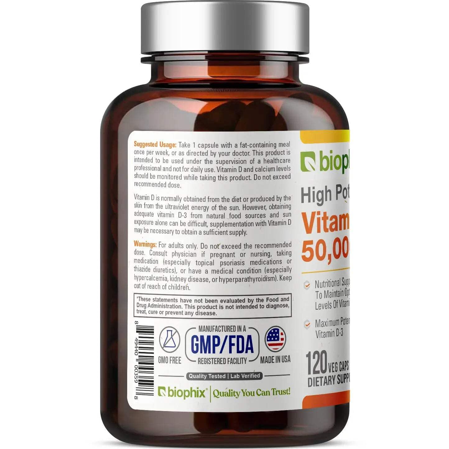 Biophix Vitamin D-3 10000 IU High-Potency Capsule, 120 Count
