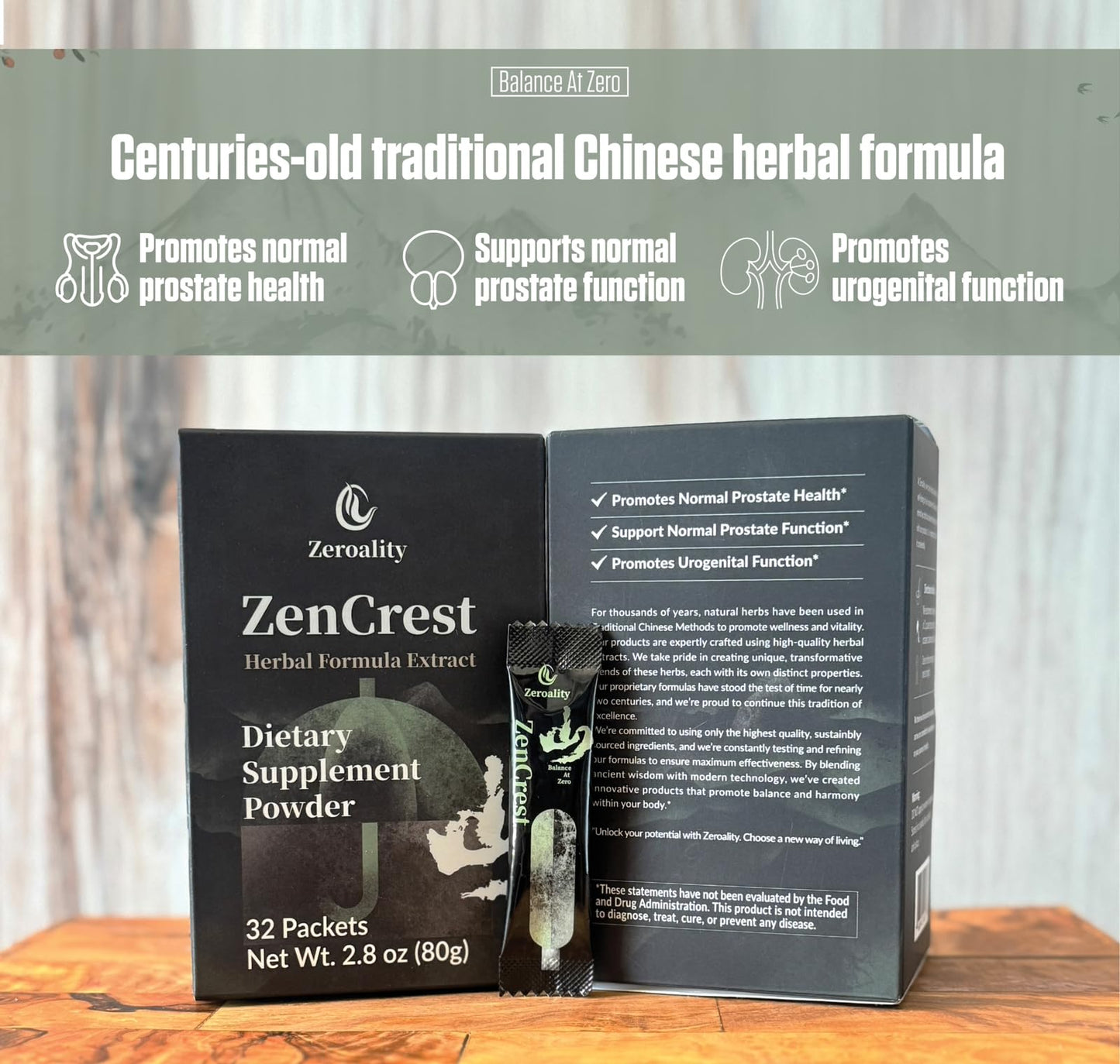 Zeroality ZenCrest Prostate Herbal Supplement Powder 2.8 oz