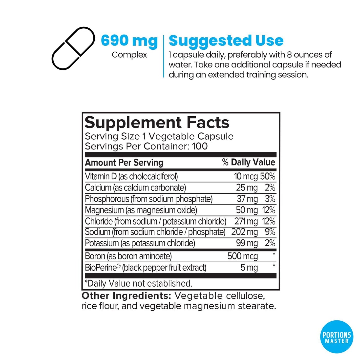 Portions Master Electrolyte Plus Capsule, 100 Veg Caps