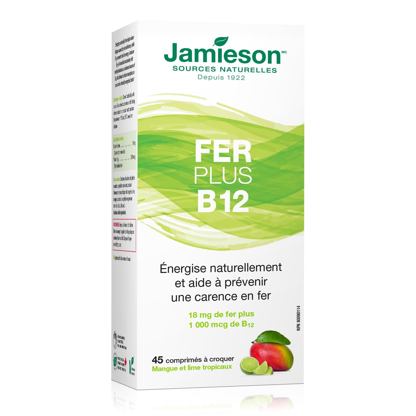 Jamieson Laboratories Iron + Vitamin B12 Tablets, 45-count