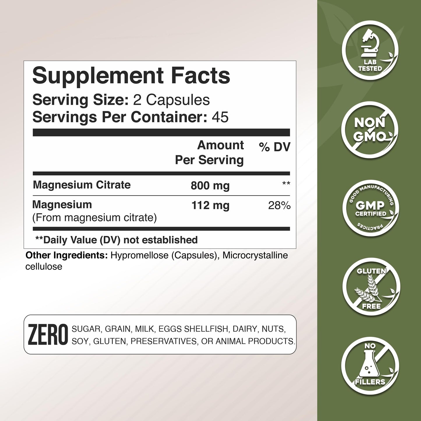 Gade Nutrition Pure Magnesium Citrate Supplement Capsule, 90 Count