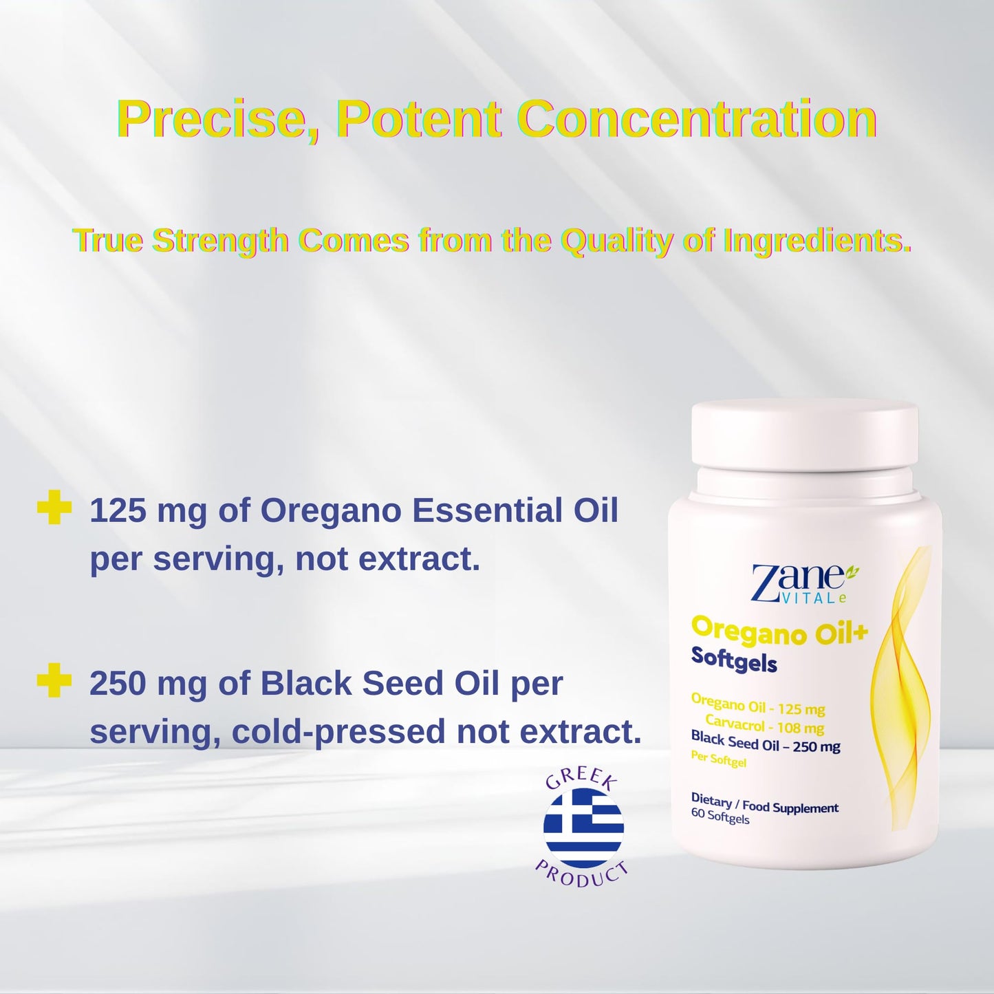 Zane VITALe Oregano Oil+ Oil of Oregano & Black Seed Oil Softgels, 60 Count