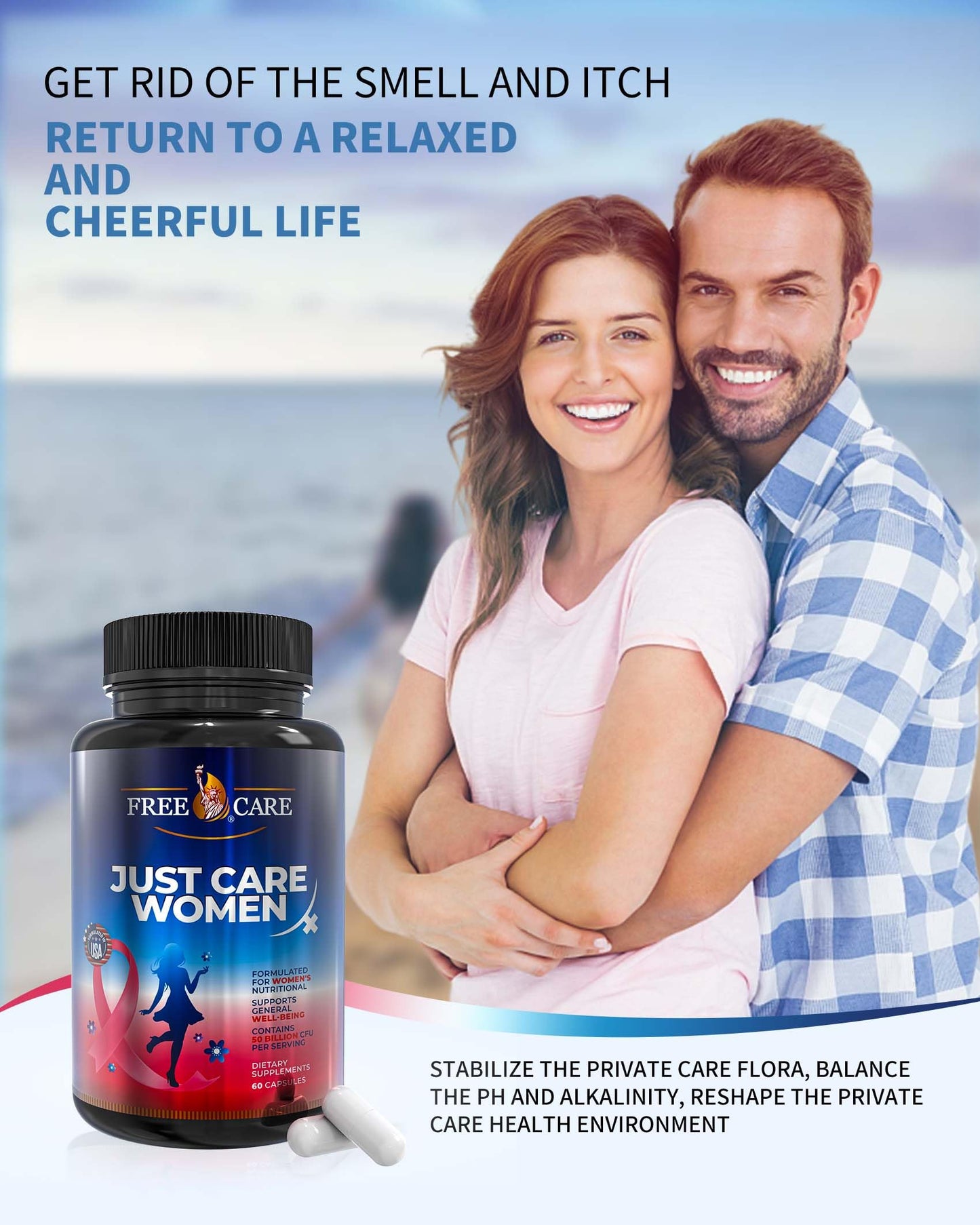 FreeCare Probiotics for Women 50 Billion CFU 8 Strains, 60 Capsules