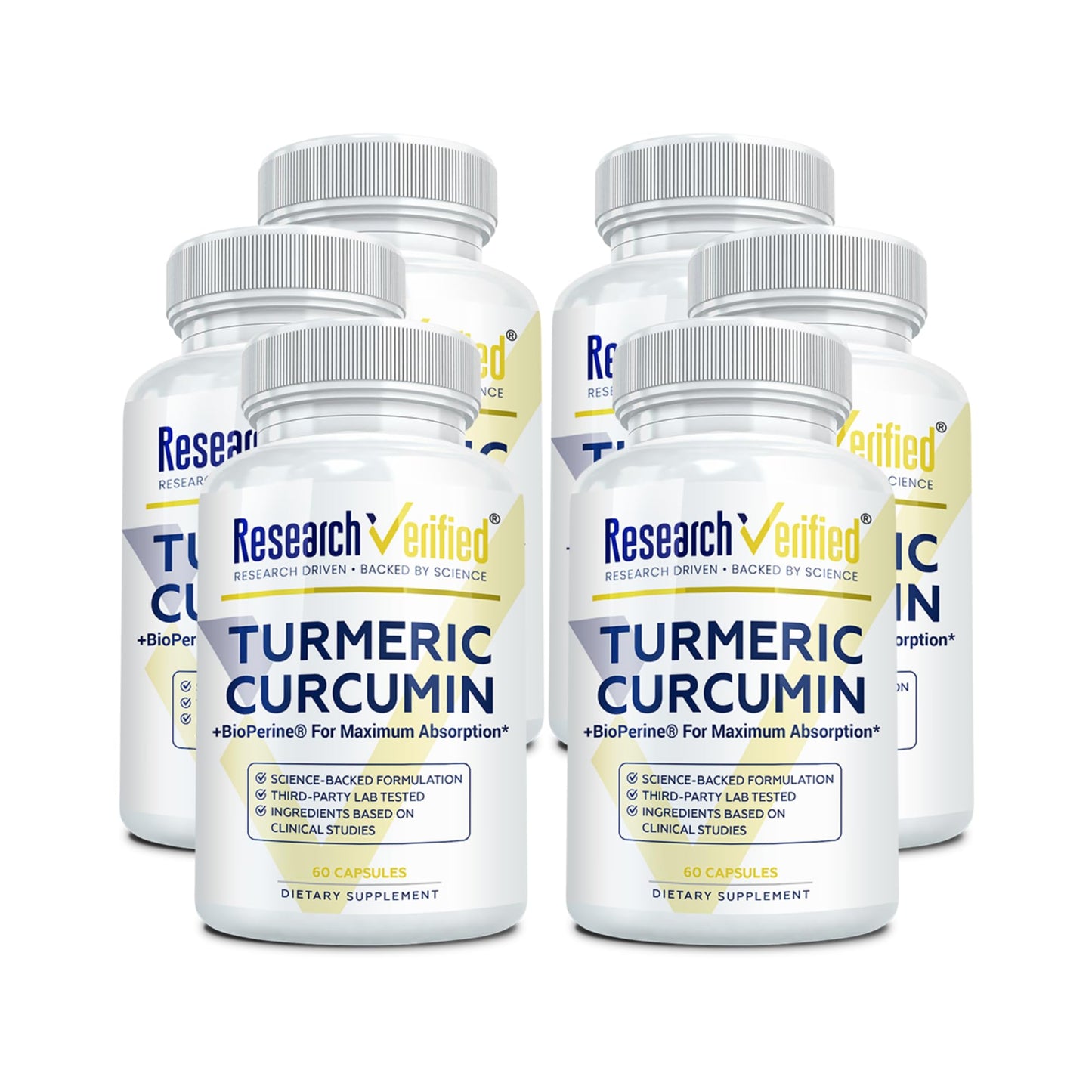 Research Verified Turmeric Curcumin Supplement with Black Pepper (BioPerine) 360 Capsules