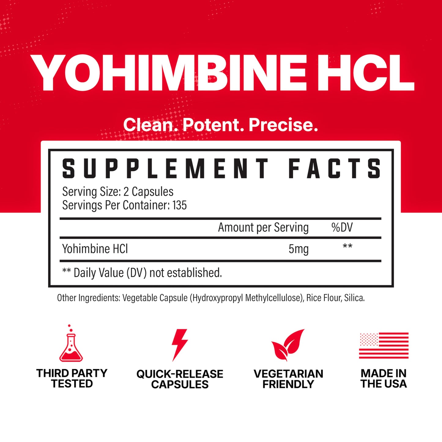 Huge Supplements Yohimbine HCl 5mg Capsule, 270 Veg Capsules