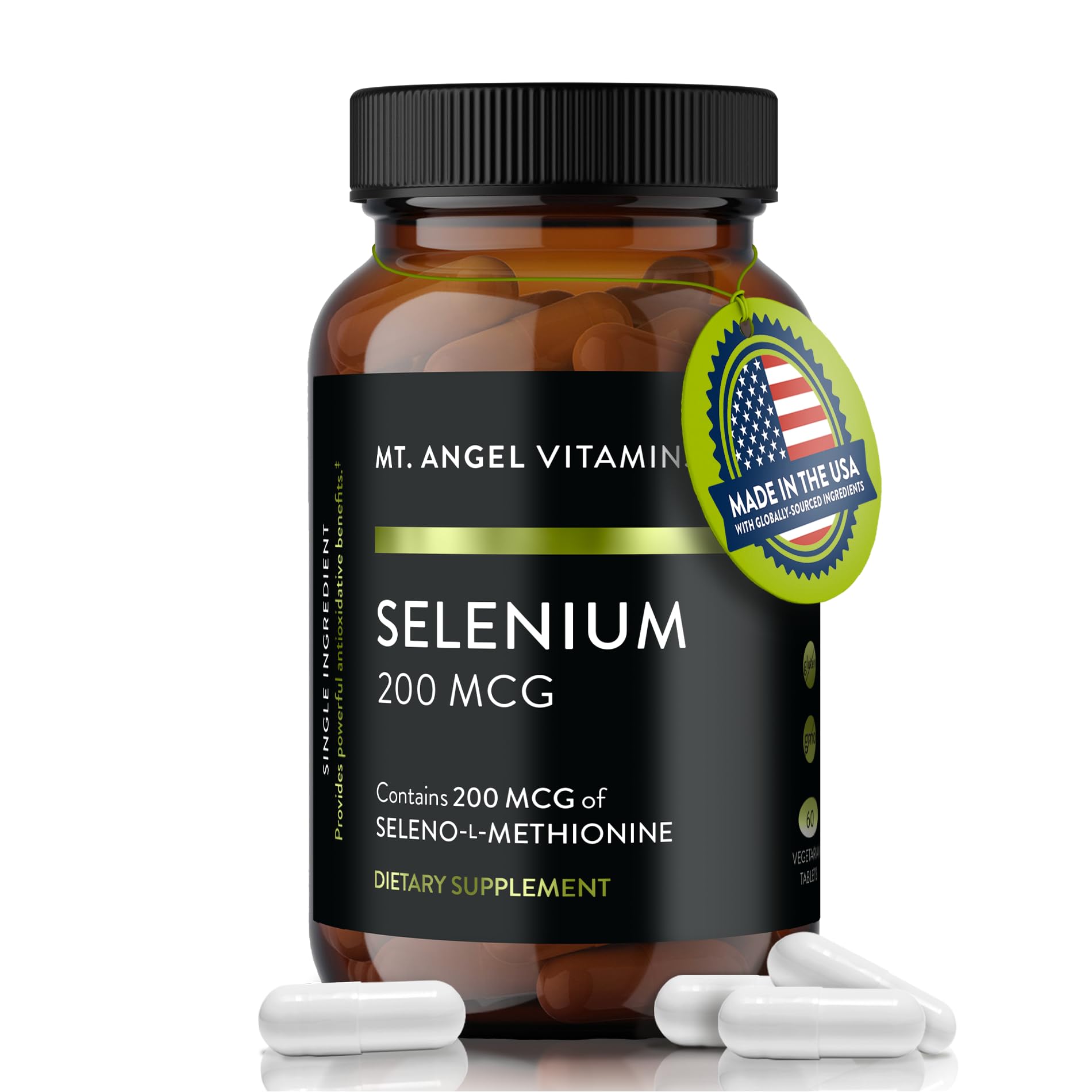 Mt. Angel Vitamins Selenium 200mcg Capsules, 60 Veggie Caps