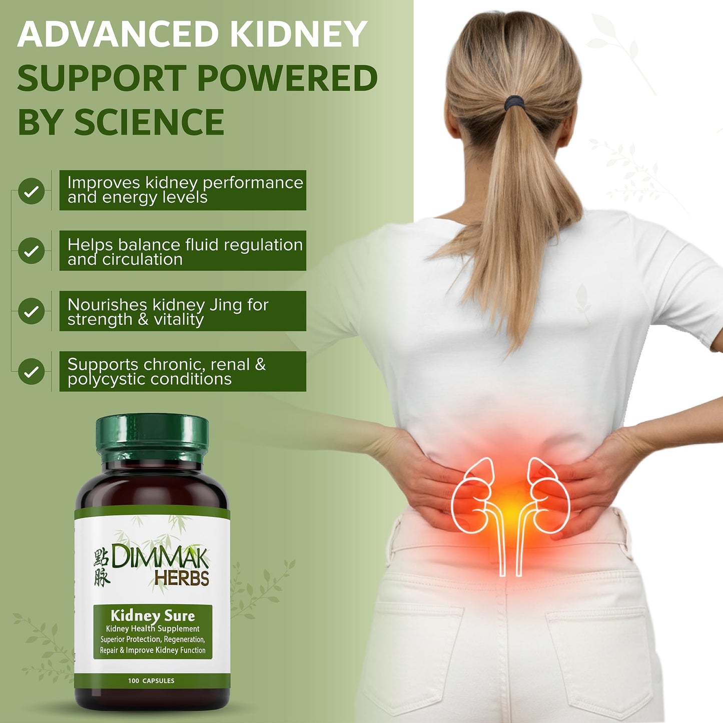 Dimmak Herbs Kidney Sure Kidney Cleanse & Revitalization Tonic Capsules 100