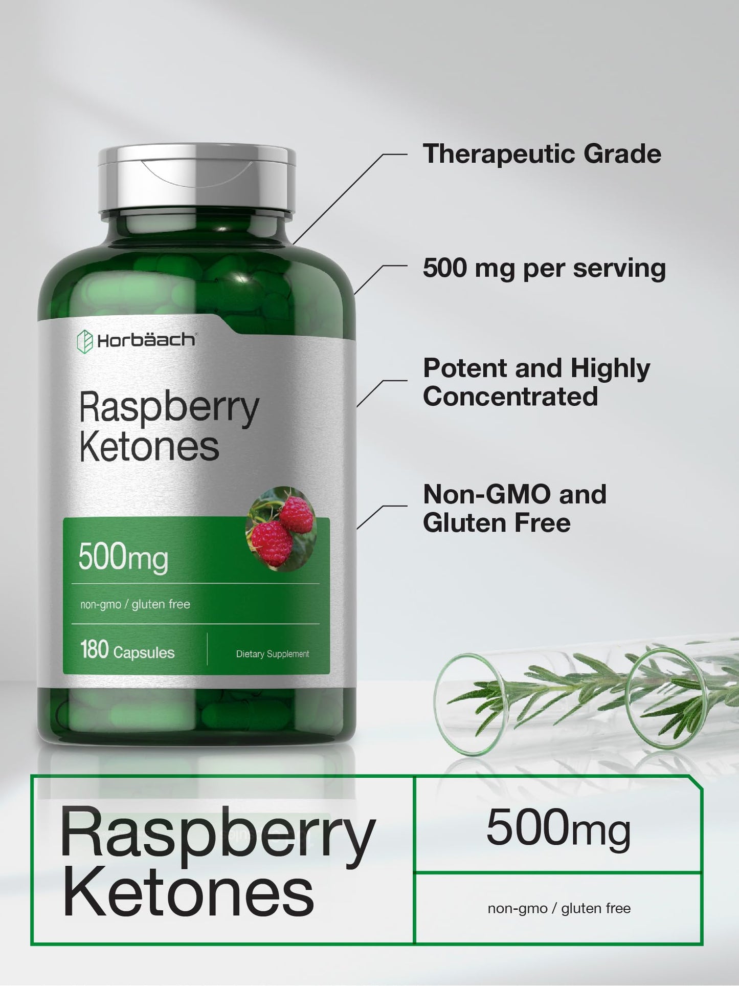 Horbäach Raspberry Ketones 500mg Capsule, 180 Capsules