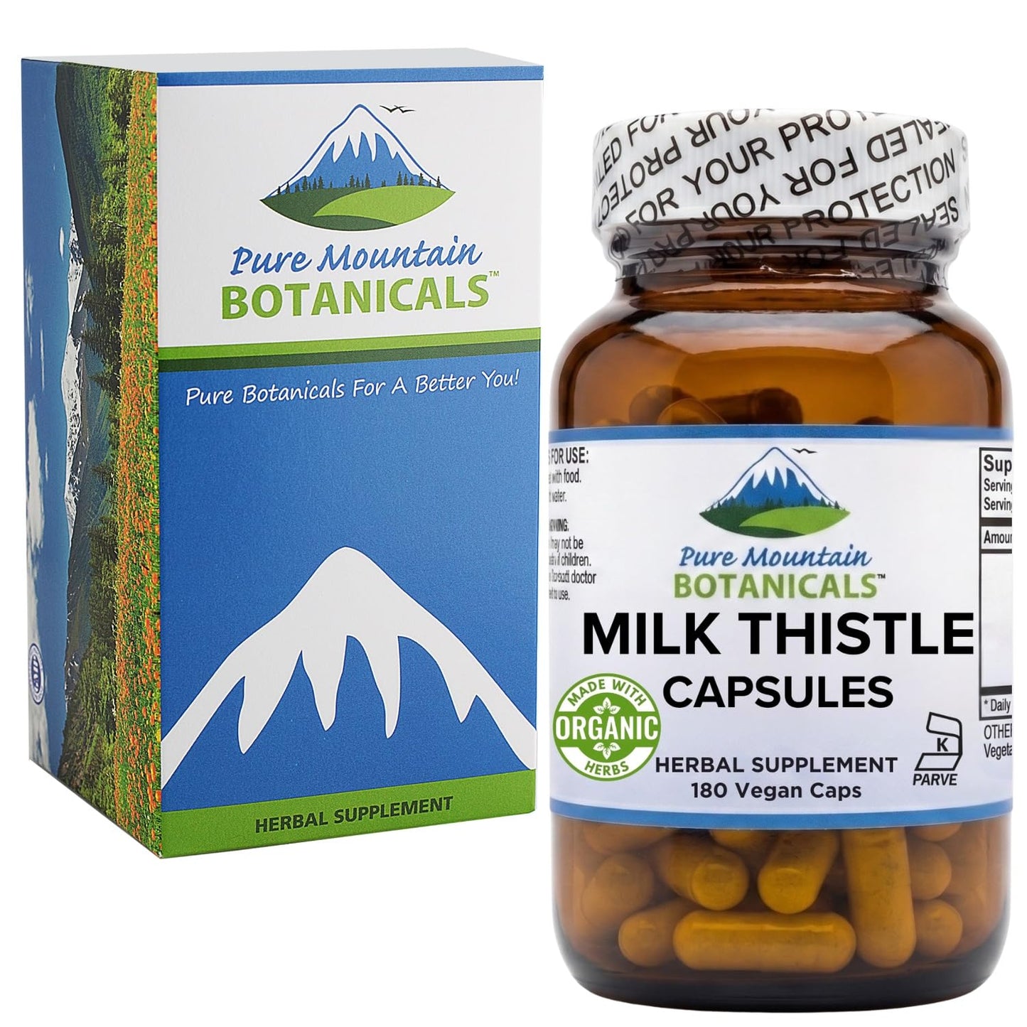 Pure Mountain Botanicals Milk Thistle Supplement Capsules 180 Count