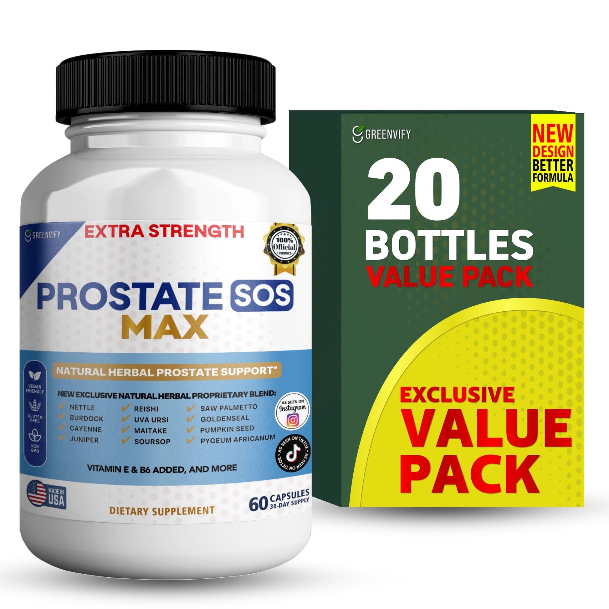 GREENVIFY Prostate SOS Max Supplement Capsules, 60 Count