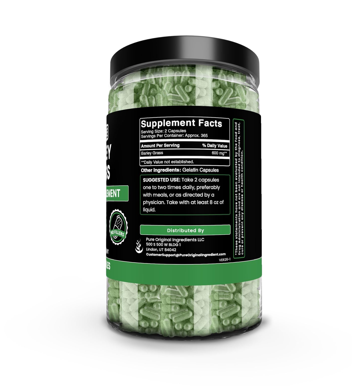Pure Original Ingredients Barley Grass Capsules 730 Count