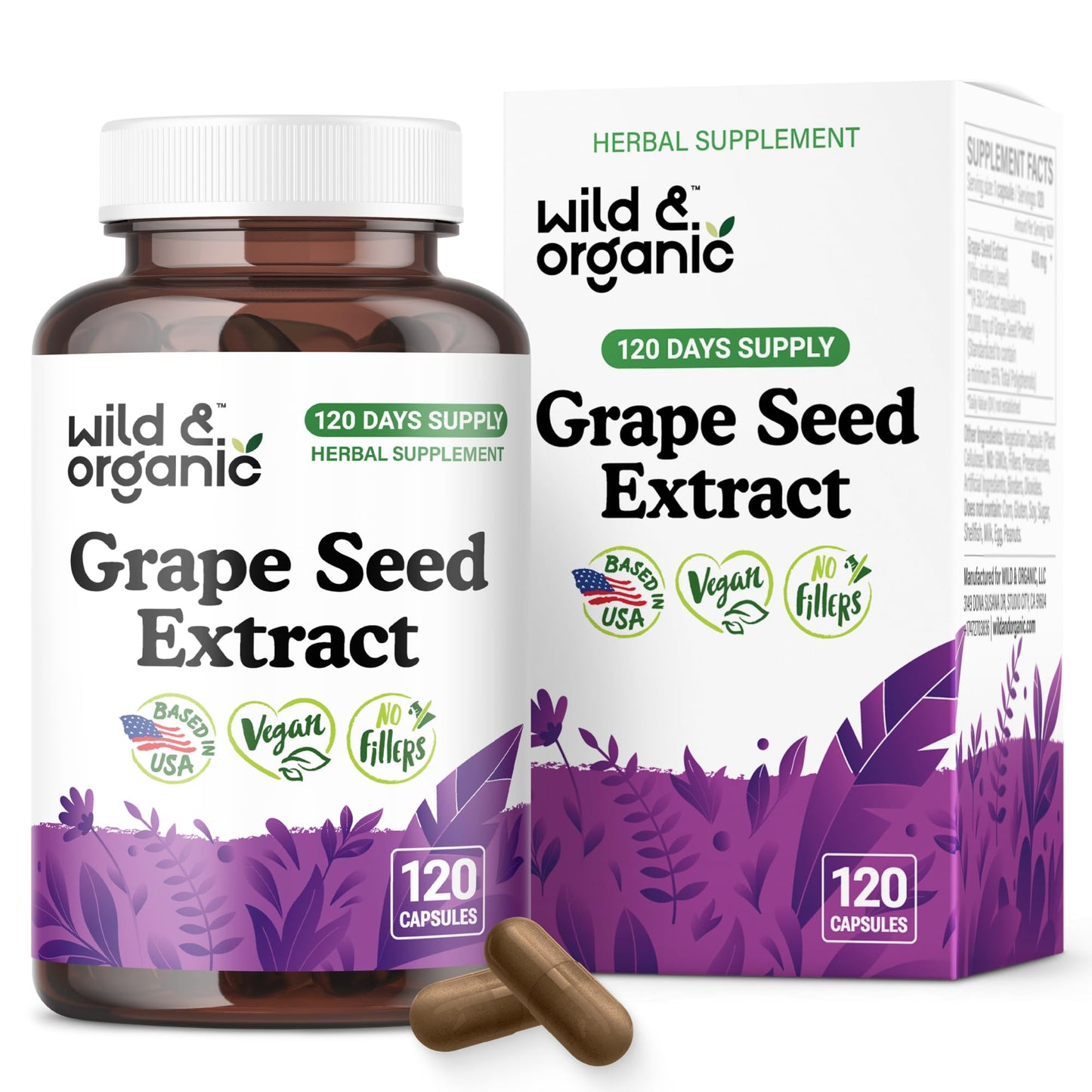 Wild & Organic Grape Seed Extract 120 Capsules