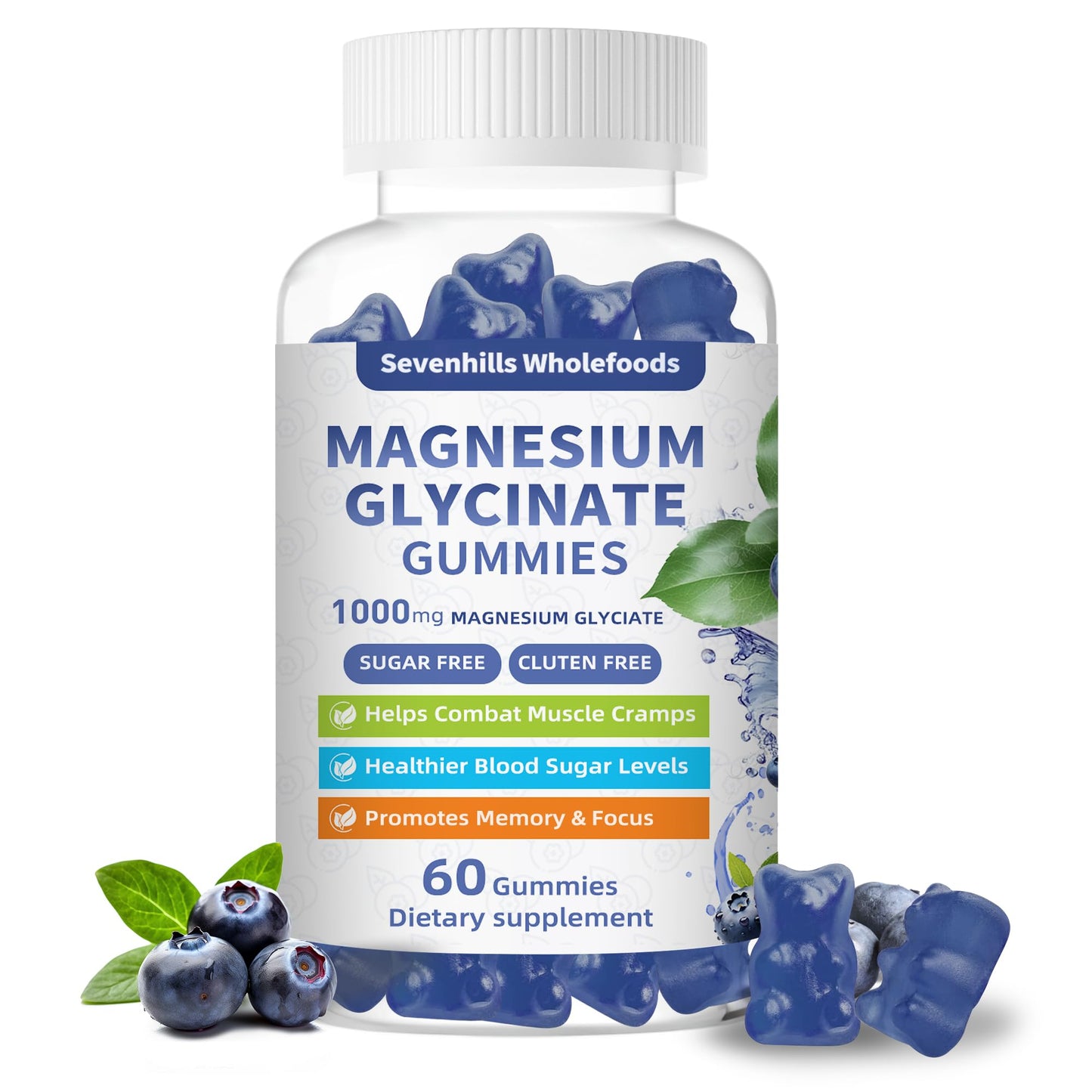 Sevenhills Wholefoods Magnesium Glycinate Gummies 1000mg, 60 Count