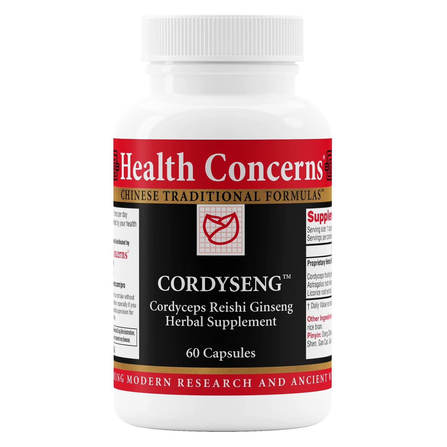 Health Concerns CordySeng Immune System Support Supplement Cordyceps Reishi Ginseng Astragalus Adaptogen Blend Traditional Chinese Medicine Respiratory & Energy Support 60 Capsules