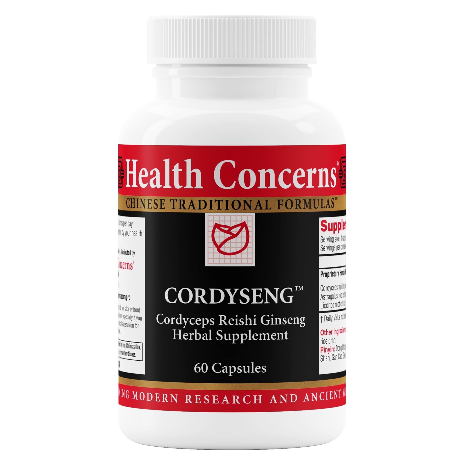 Health Concerns CordySeng Immune System Support Supplement Cordyceps Reishi Ginseng Astragalus Adaptogen Blend Traditional Chinese Medicine Respiratory & Energy Support 60 Capsules