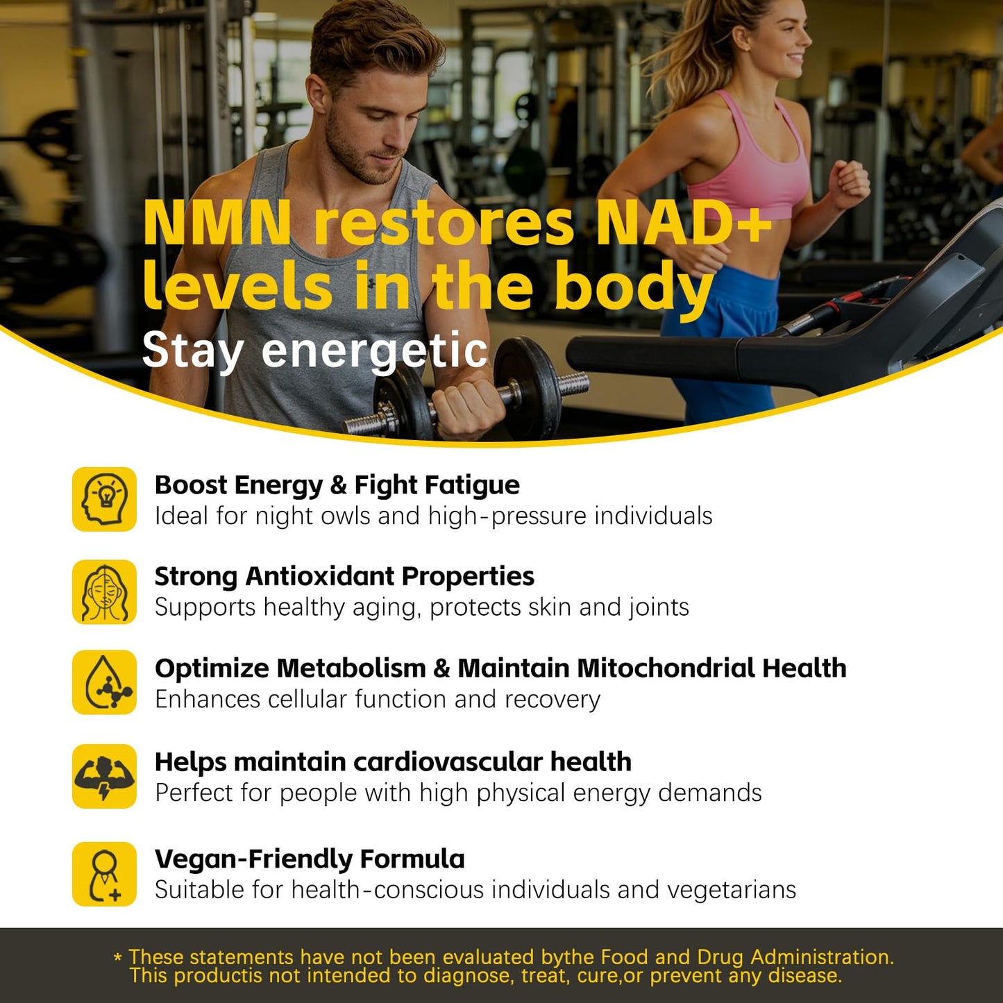 XRAOW NMN Supplement 1000mg Capsule with Resveratrol, CoQ10, Glutathione, Curcumin & Saffron, 60 Count