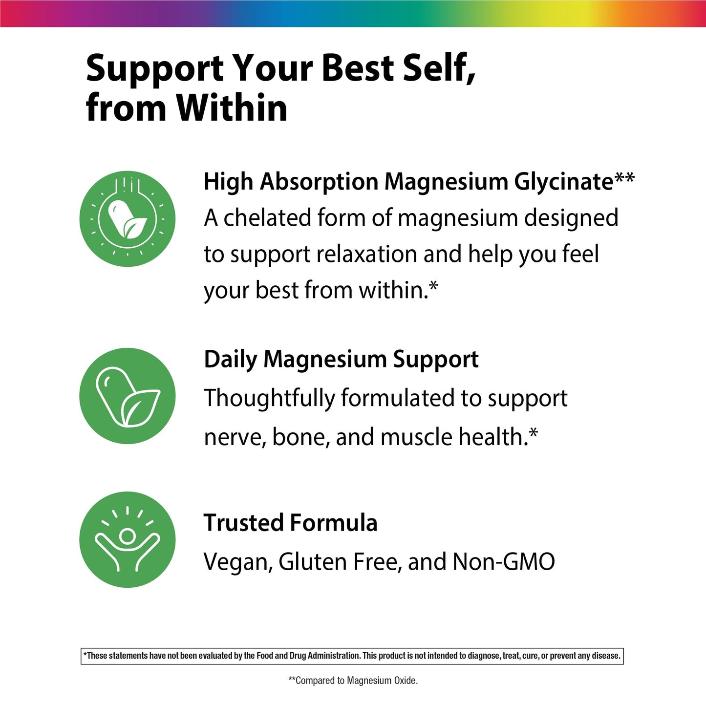 Rainbow Light Magnesium Glycinate 325 mg Capsules, 120 Count