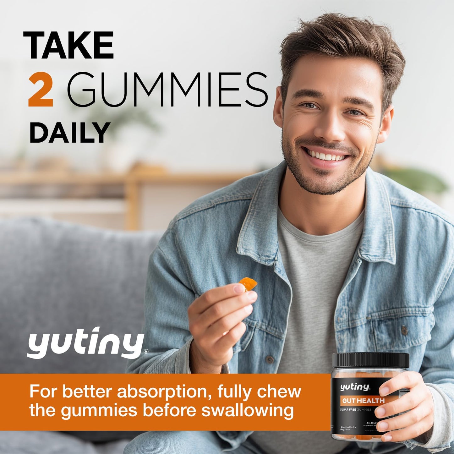 Yutiny Prebiotics Probiotics & Digestive Enzymes Gummies, 60 Count