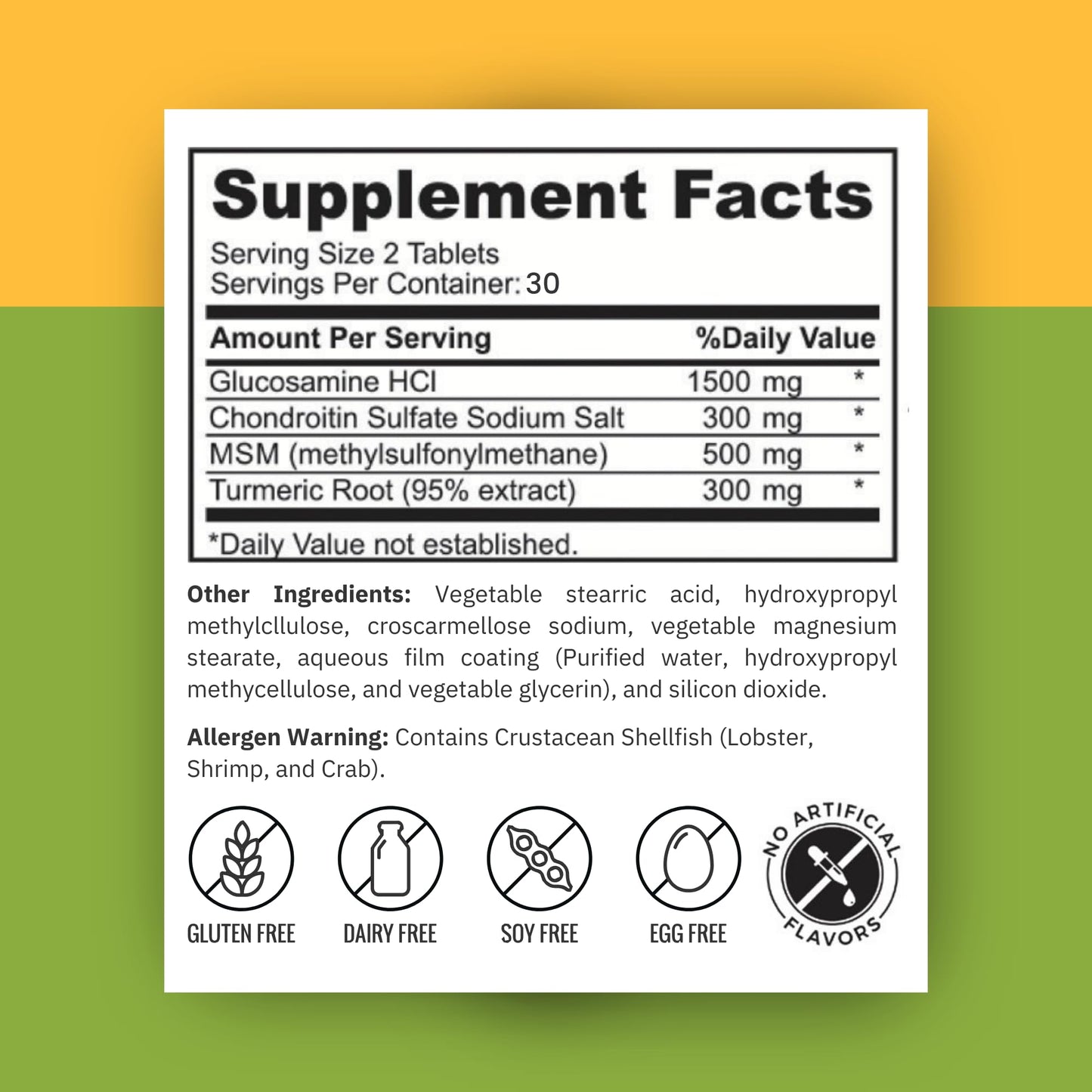 Zaytun Vitamins Halal Joint Support with Turmeric + Glucosamine Tablet 60 Count