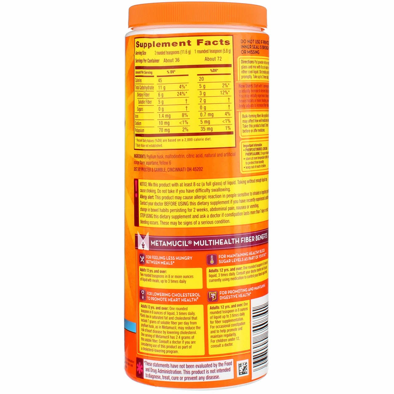 Metamucil Multi-Health Fiber Powder Berry Smooth Sugar Free, 30 oz