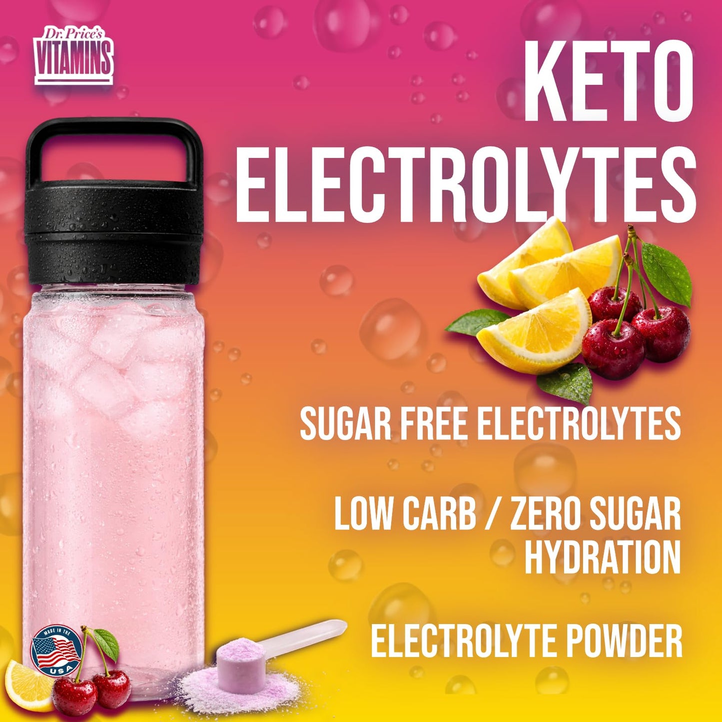 Dr. Price's Vitamins Electrolytes Powder, Cherry Lemonade, 8.5