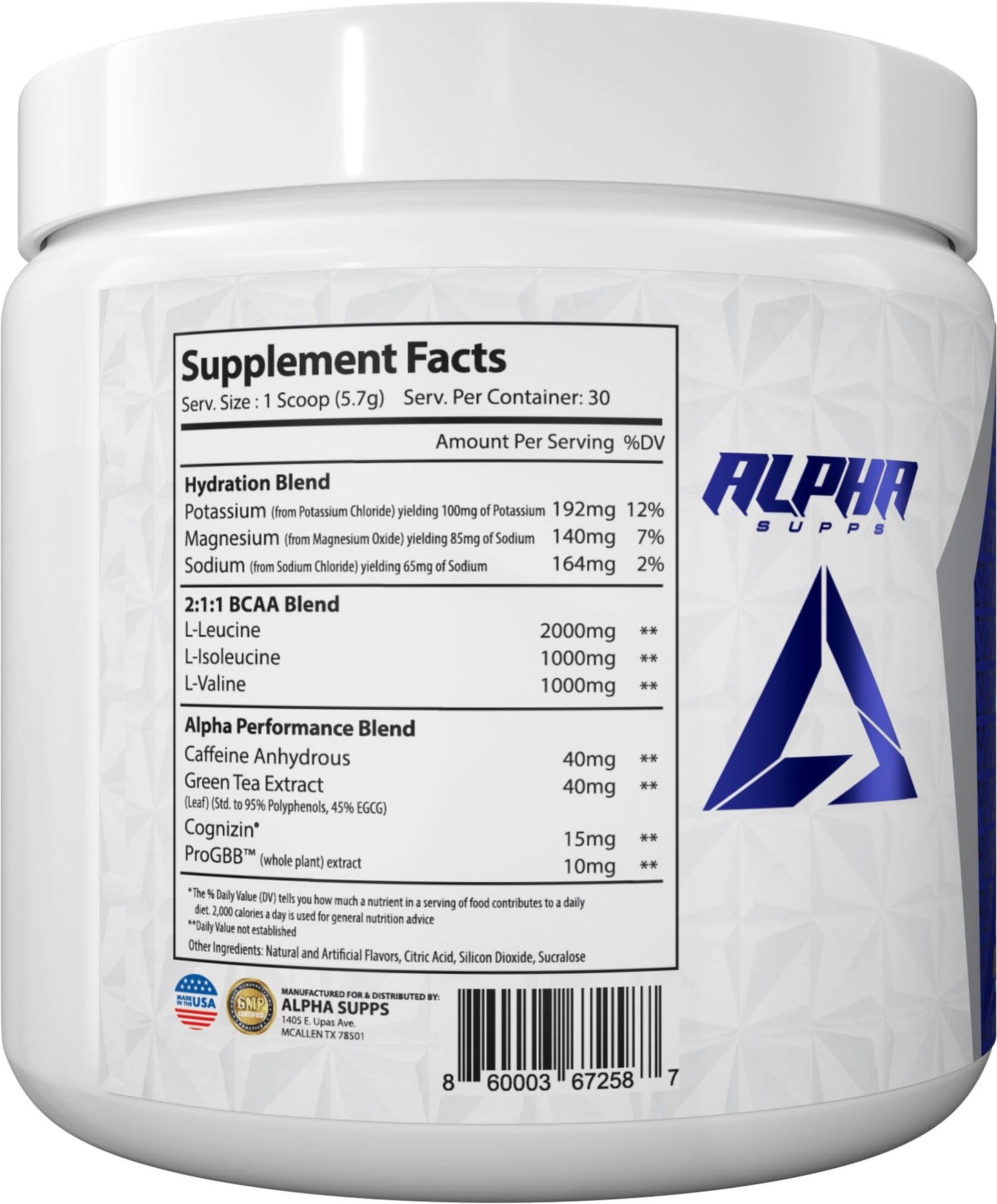 Alpha Supps Amino NRG+ BCAA Amino Energy Recovery Powder, 6 Ounce