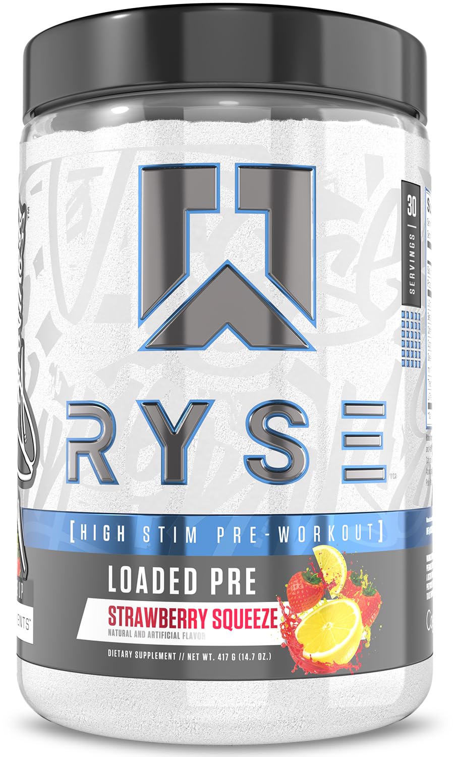 RYSE Up Supplements Loaded Pre Workout Powder Strawberry Squeeze, 15.3 Ounce