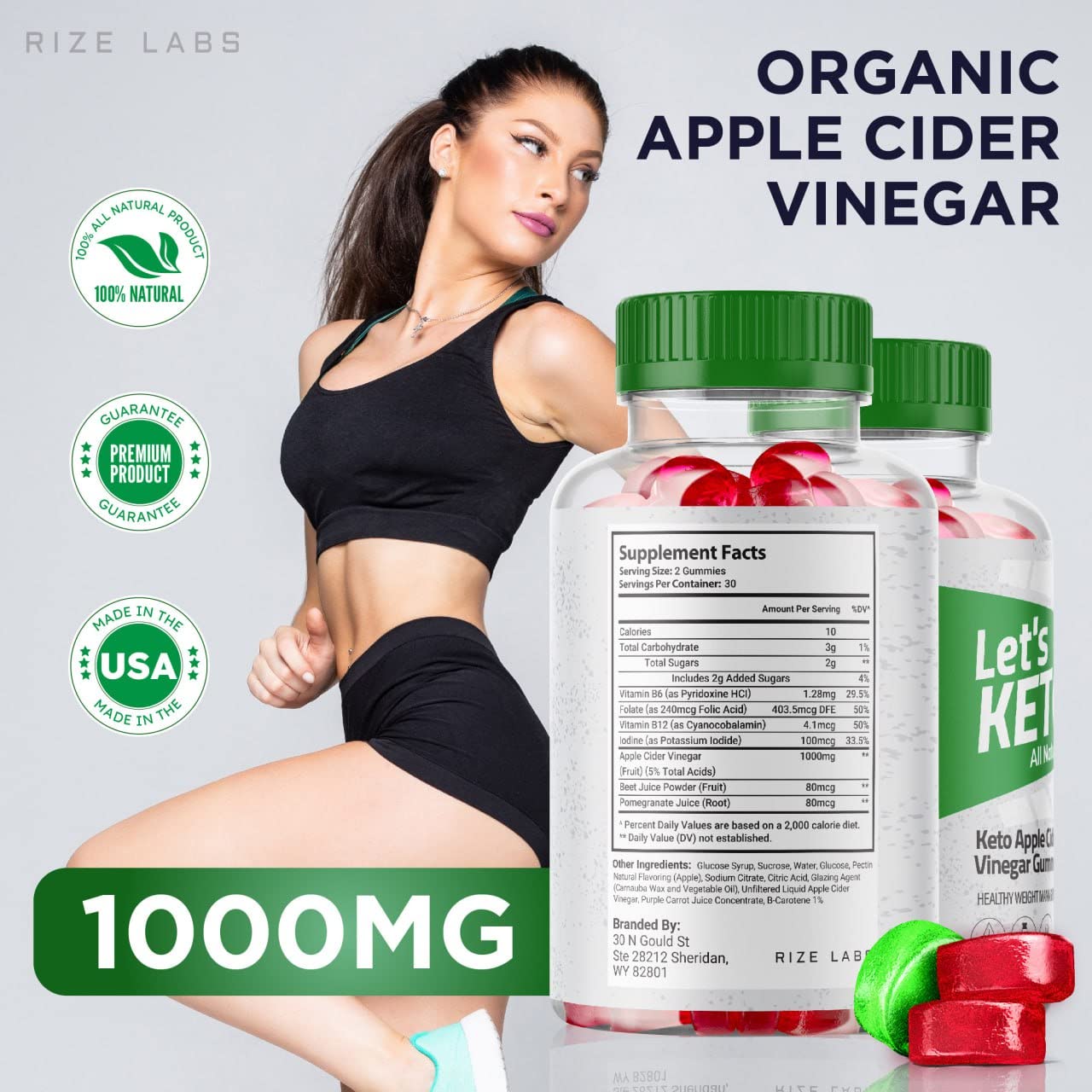 Rize Labs Lets Keto Apple Cider Vinegar Gummies, 180 Gummies