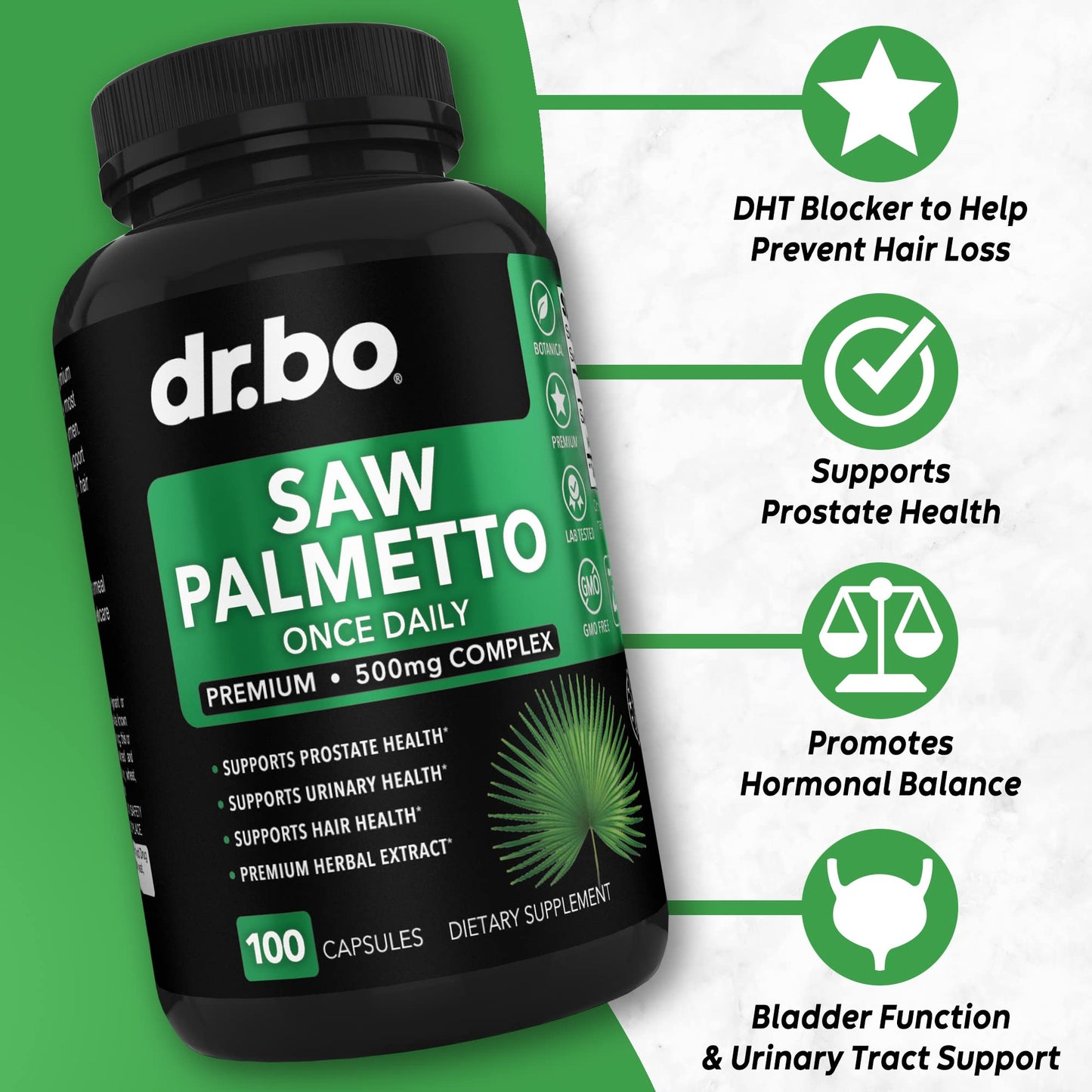 DR. BO Saw Palmetto Capsule, 100 Count