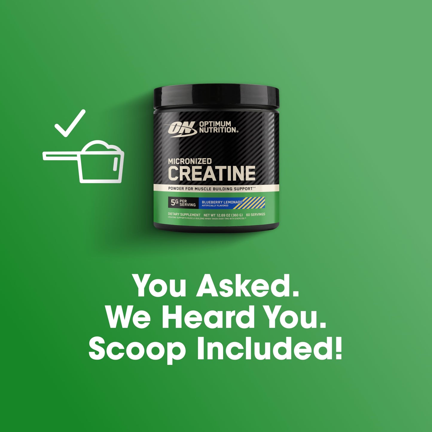 Optimum Nutrition Micronized Creatine Monohydrate Powder, 60 Servings