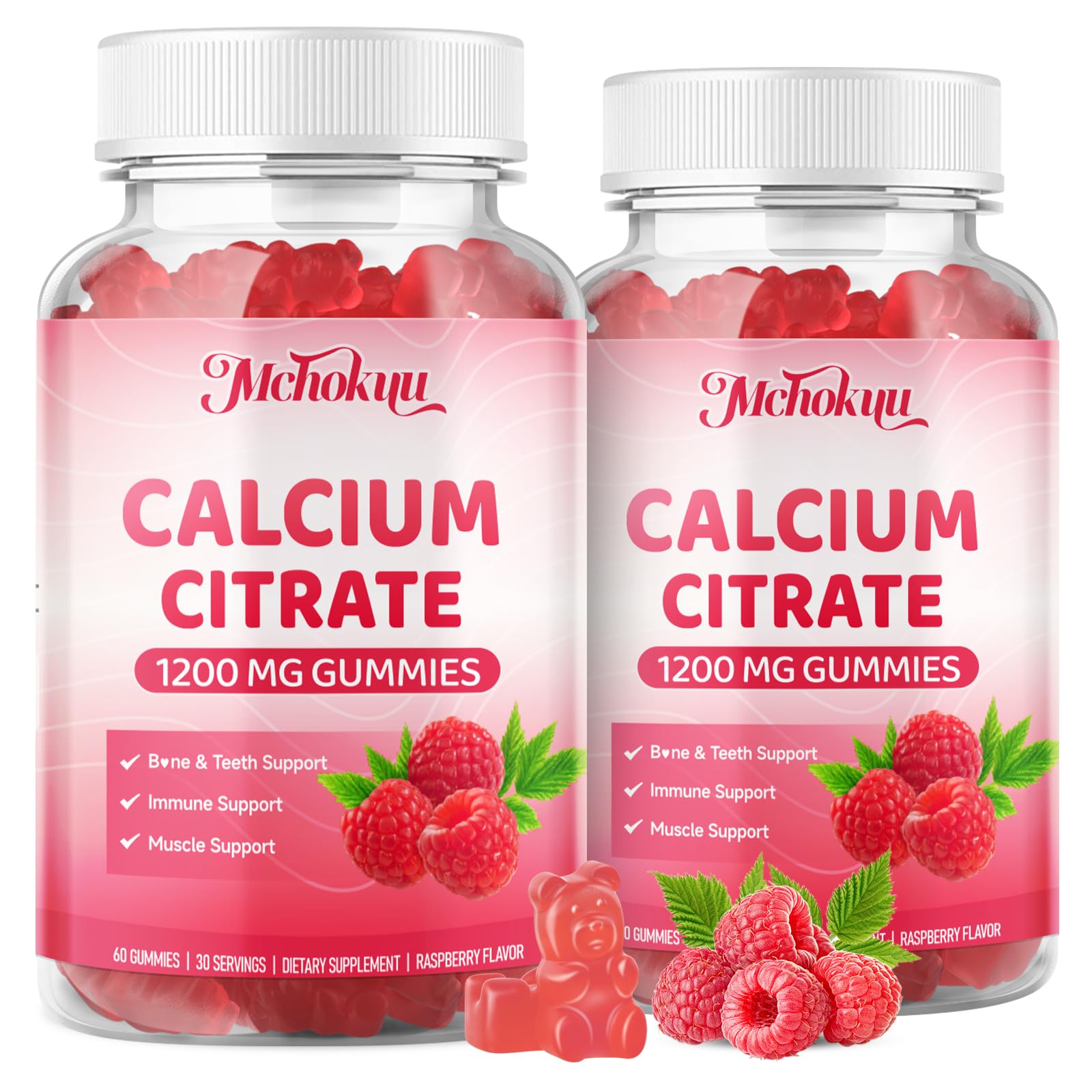 Mchokuu Calcium Citrate Gummies 1200mg Chewable Calcium Supplement for Women & Men Gummy 120