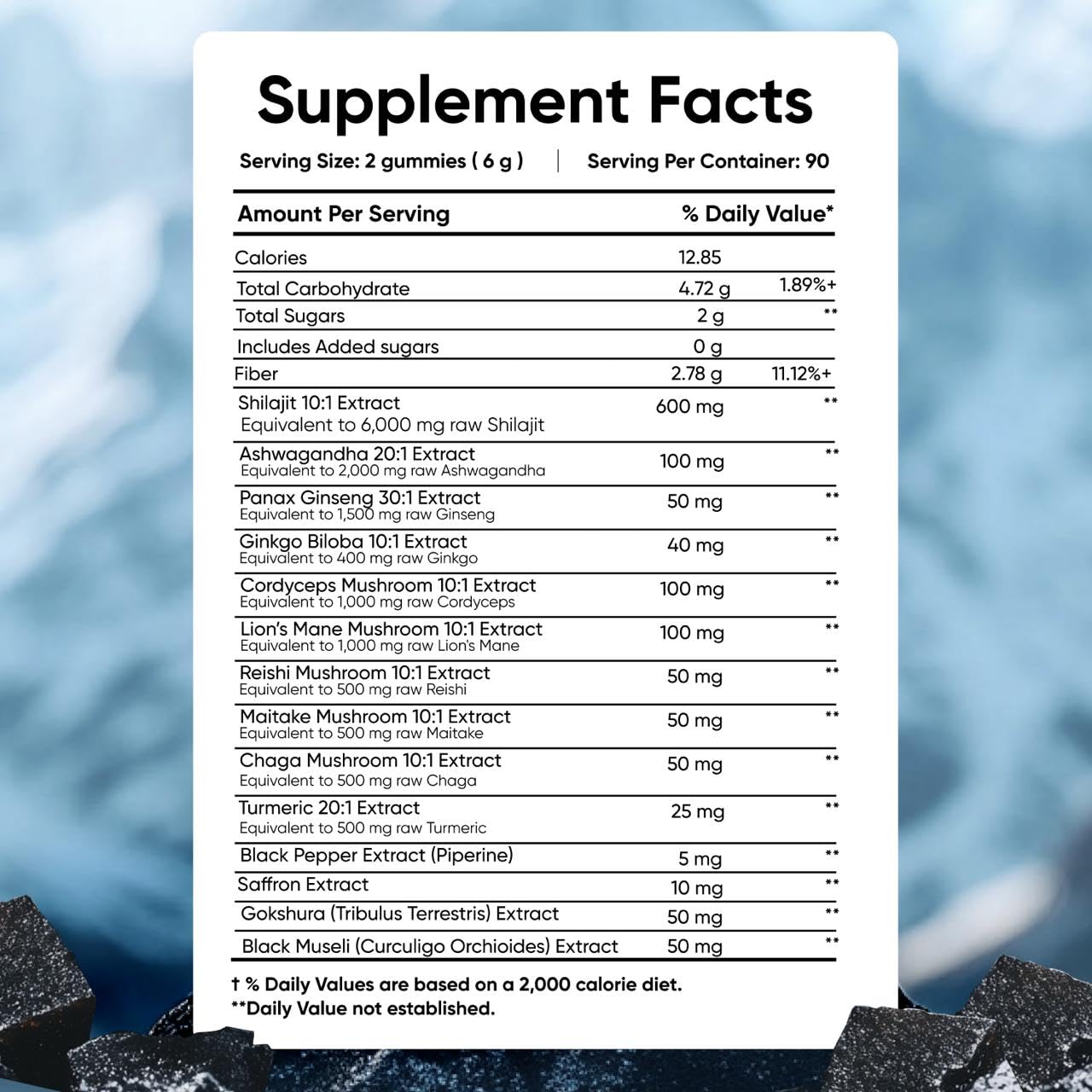 ZEMUS Himalayan Pure Shilajit Gummies with Ashwagandha & 5 Mushroom Complex, Lab Tested, Fulvic Acid & 85+ Trace Minerals, 90 Count