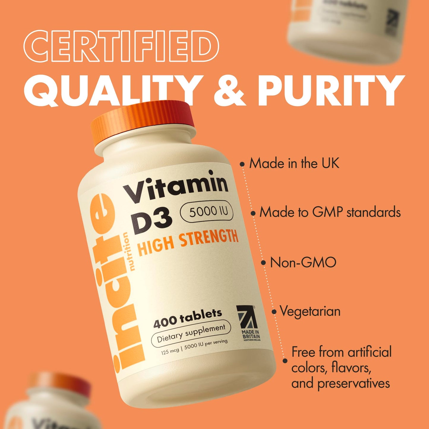 Incite Nutrition Vitamin D3 5000iu Tablets 400