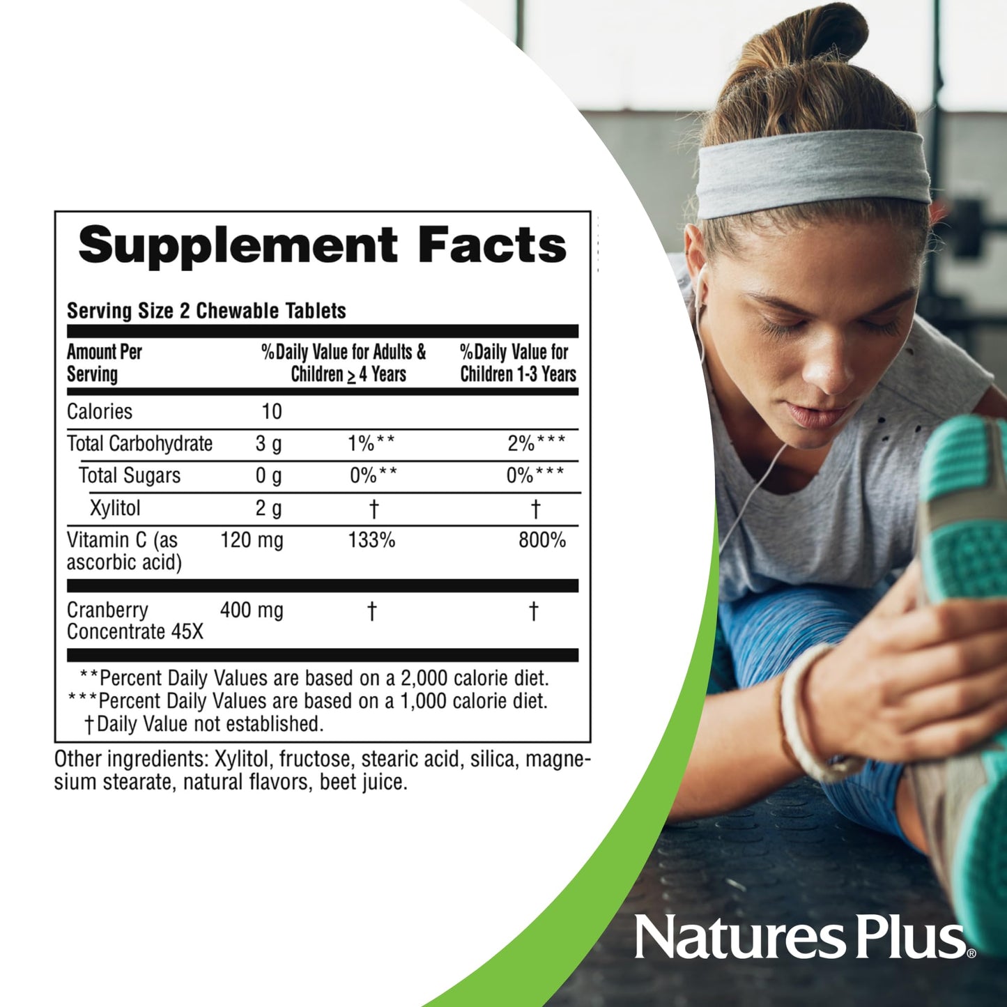 NaturesPlus Ultra Chewable Cranberry Tablets, 180 Count